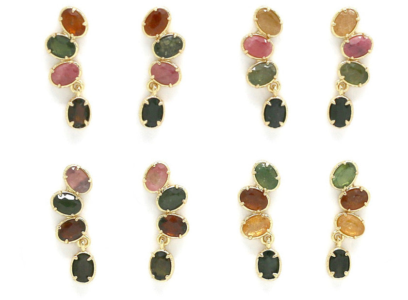 Boucles d’oreilles4 pierres Tourmaline