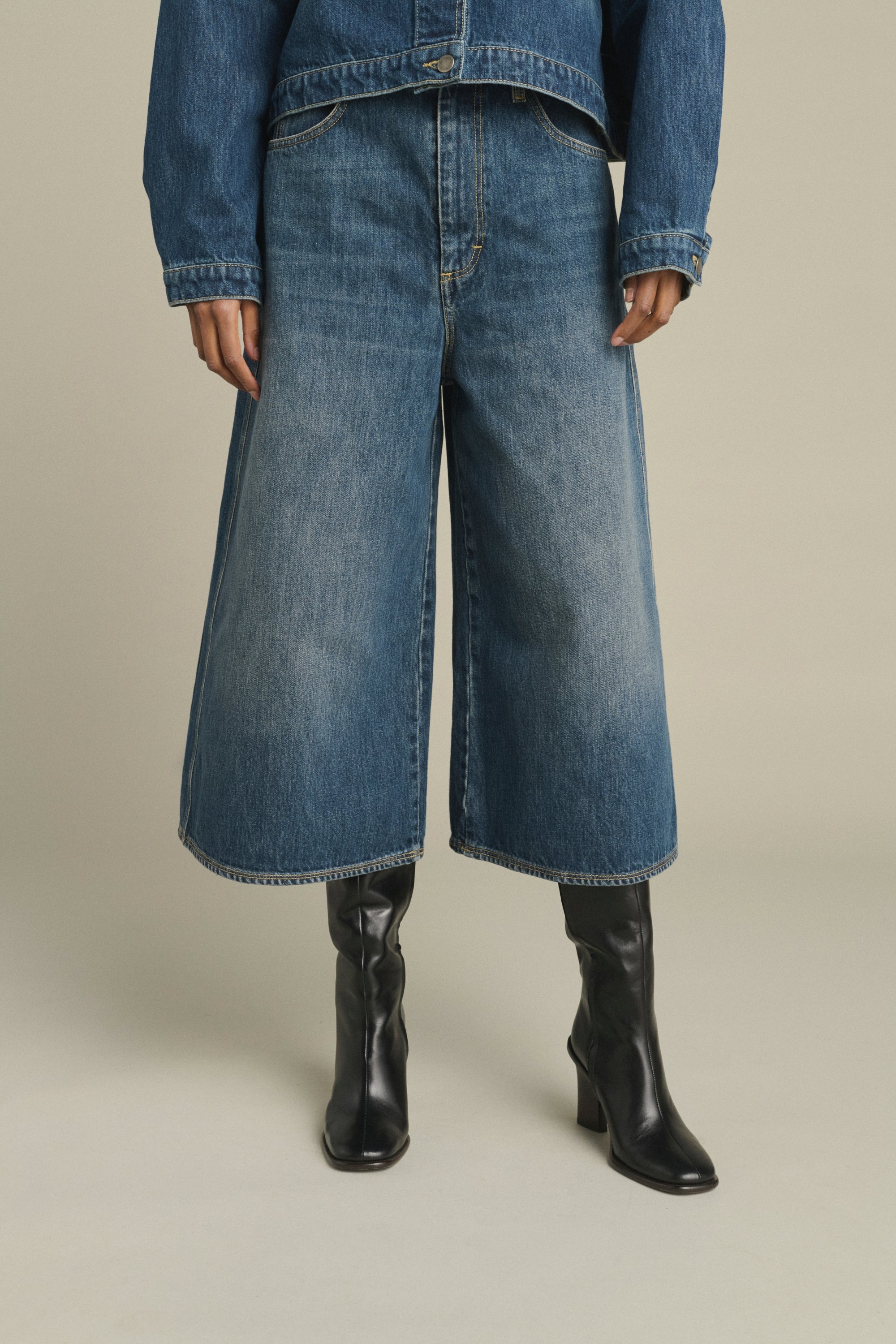 Jupe culotte en denim délavée Joyce Sœur