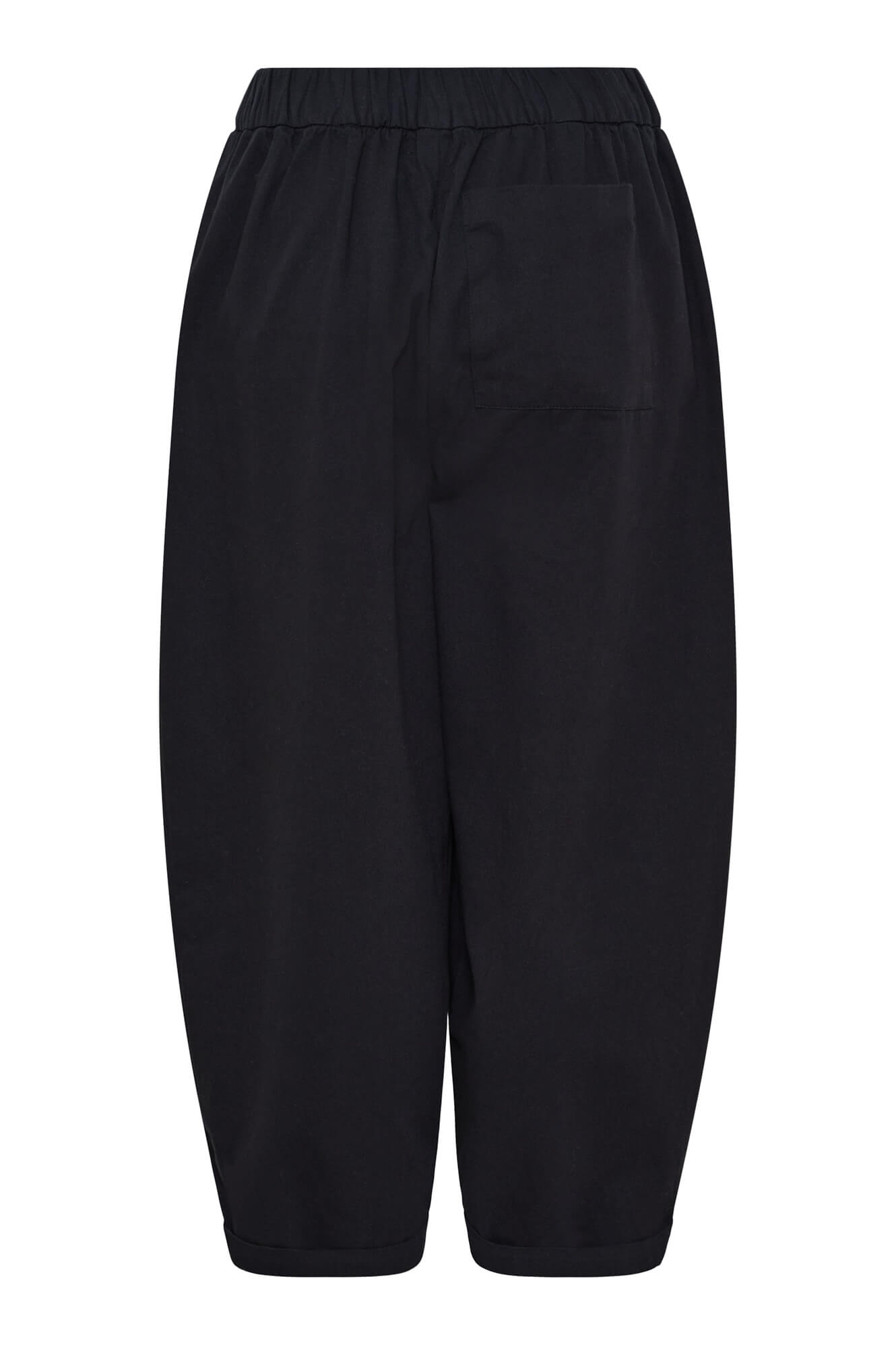 Pantalon Flora forme barrel en popeline de coton noire Anne-Mi