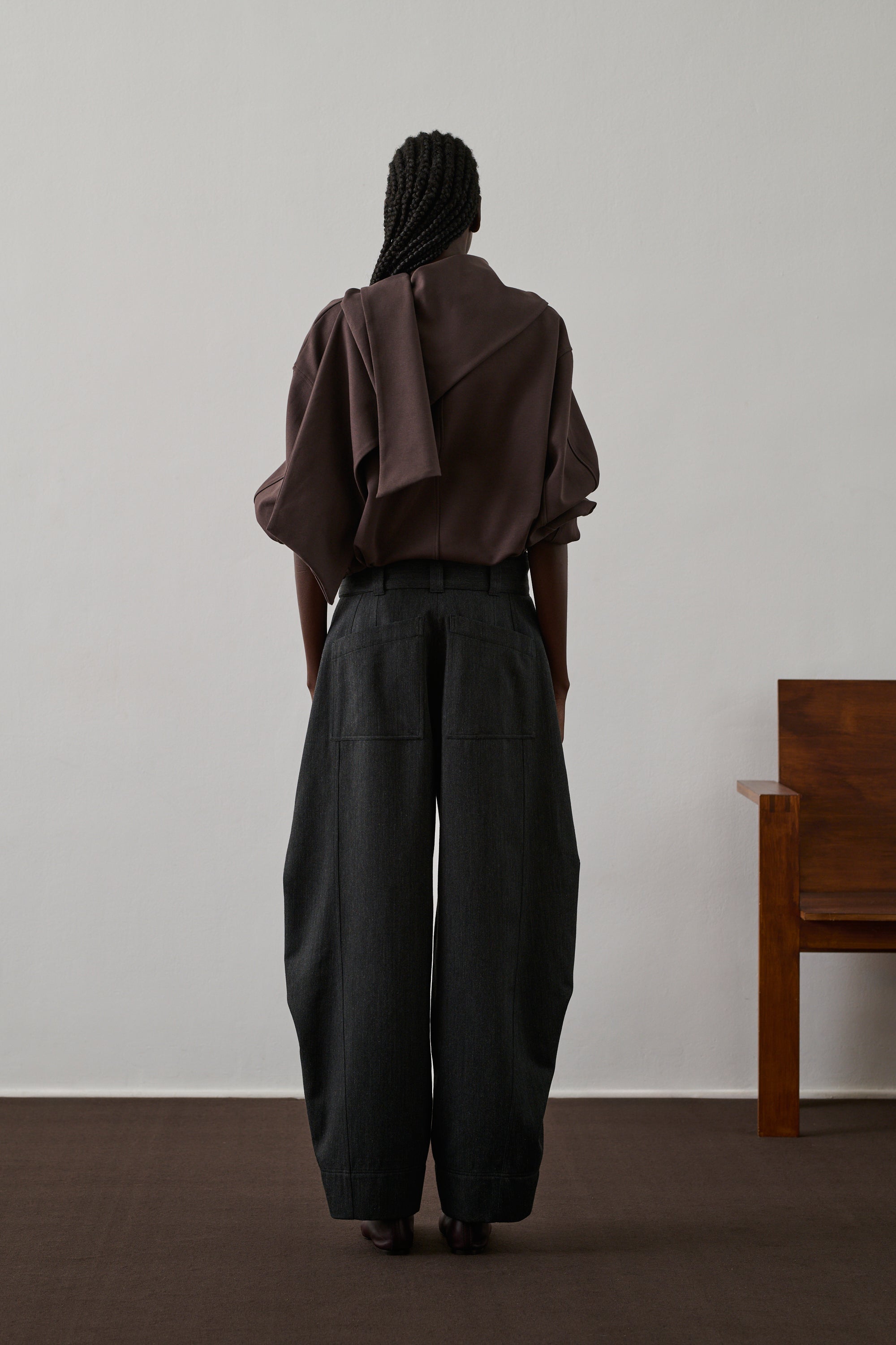 Pantalon gao en gabardine de laine