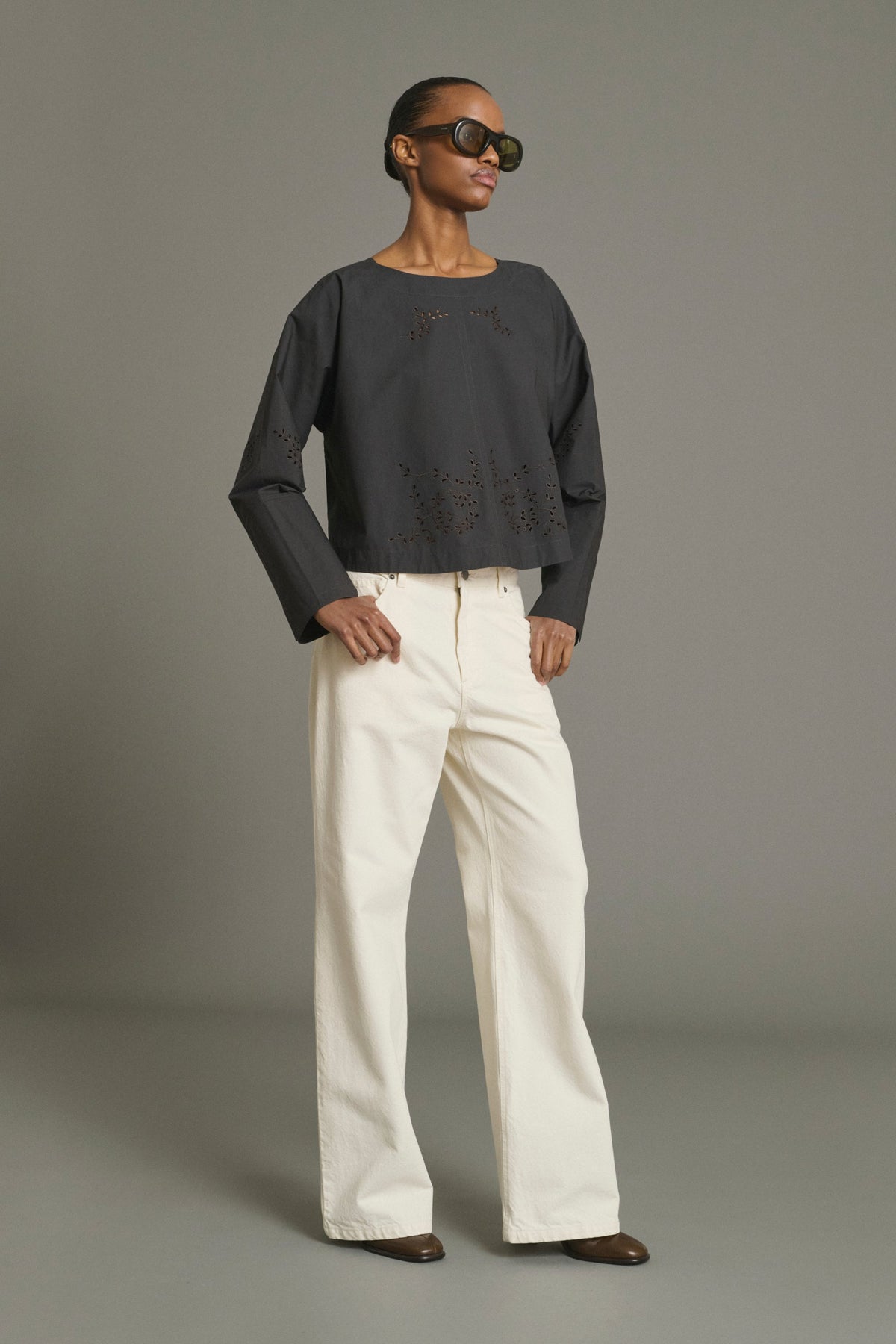 Blouse évasée en broderie anglaise Hansel