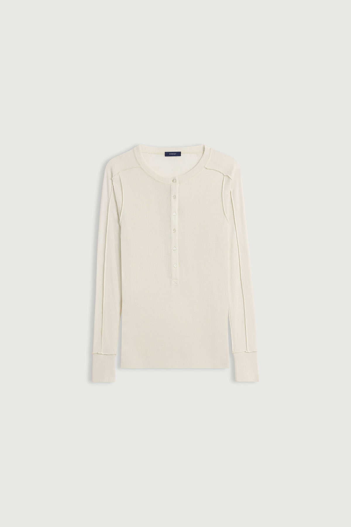 Teeshirt Henley en laine flammée avec coutures apparentes modèle Laos Sœur