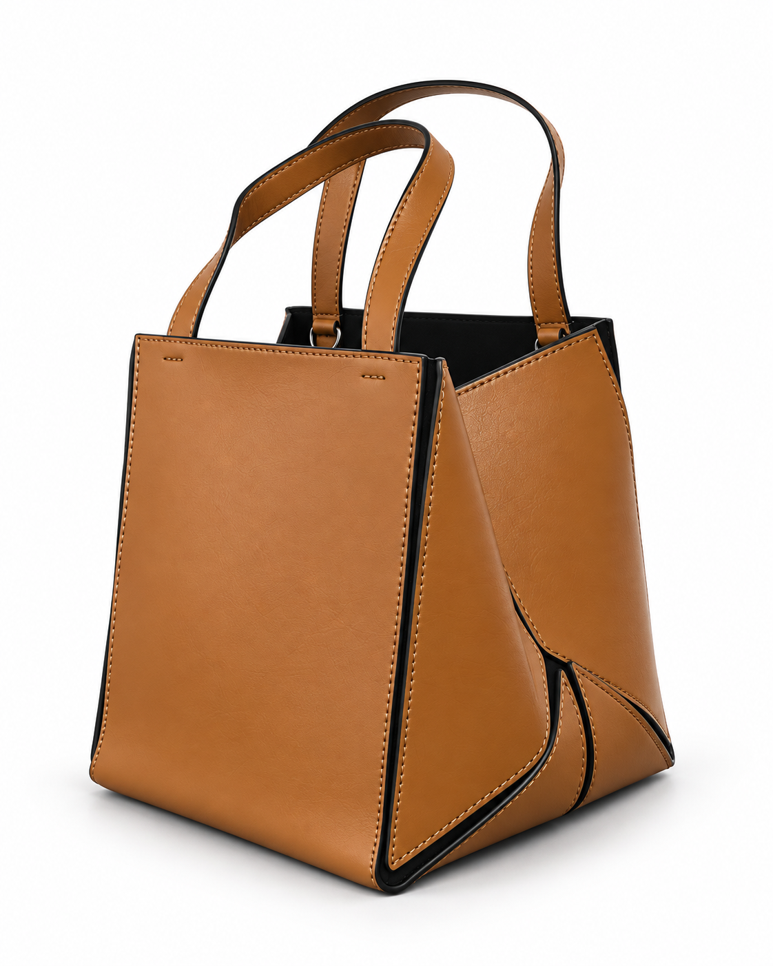 Sac Origami en cuir caramel