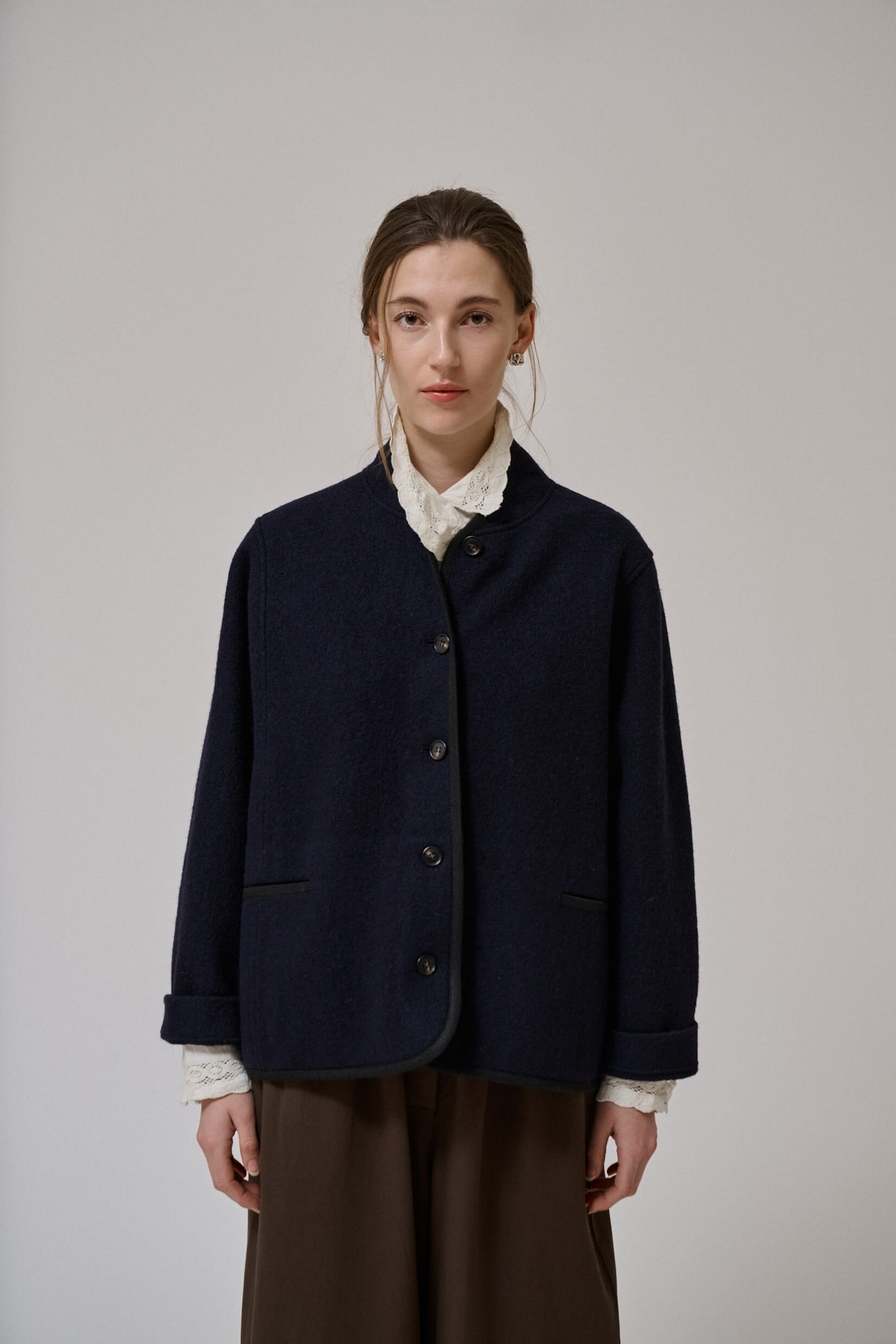Veste en laine bouillie Hill navy Anne-Mi