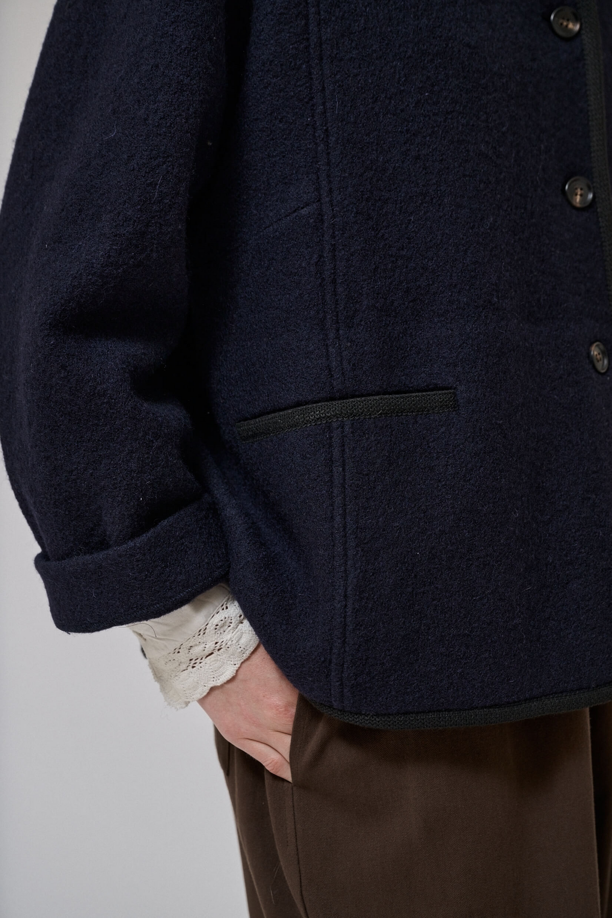 Veste en laine bouillie Hill navy Anne-Mi