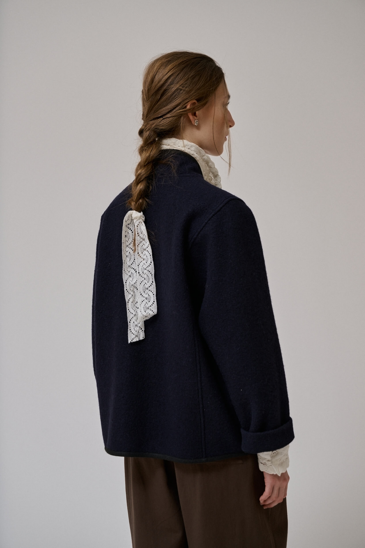 Veste en laine bouillie Hill navy Anne-Mi