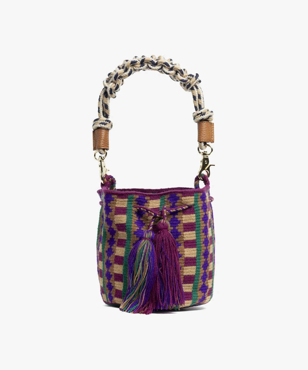 Sac bandoulière taille M avec anse courte en macramé GUANABANA