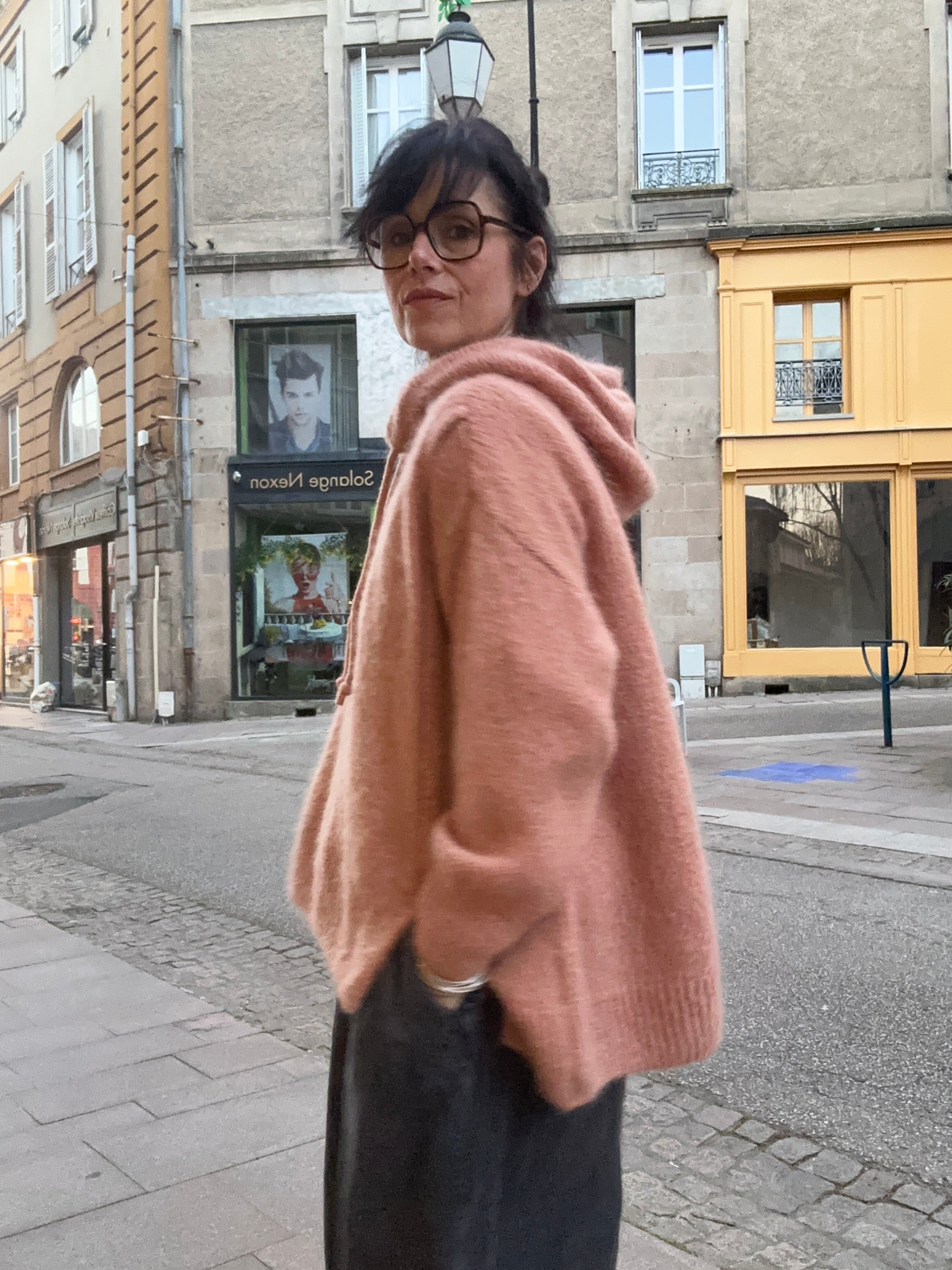 Pull à capuche en laine mohair