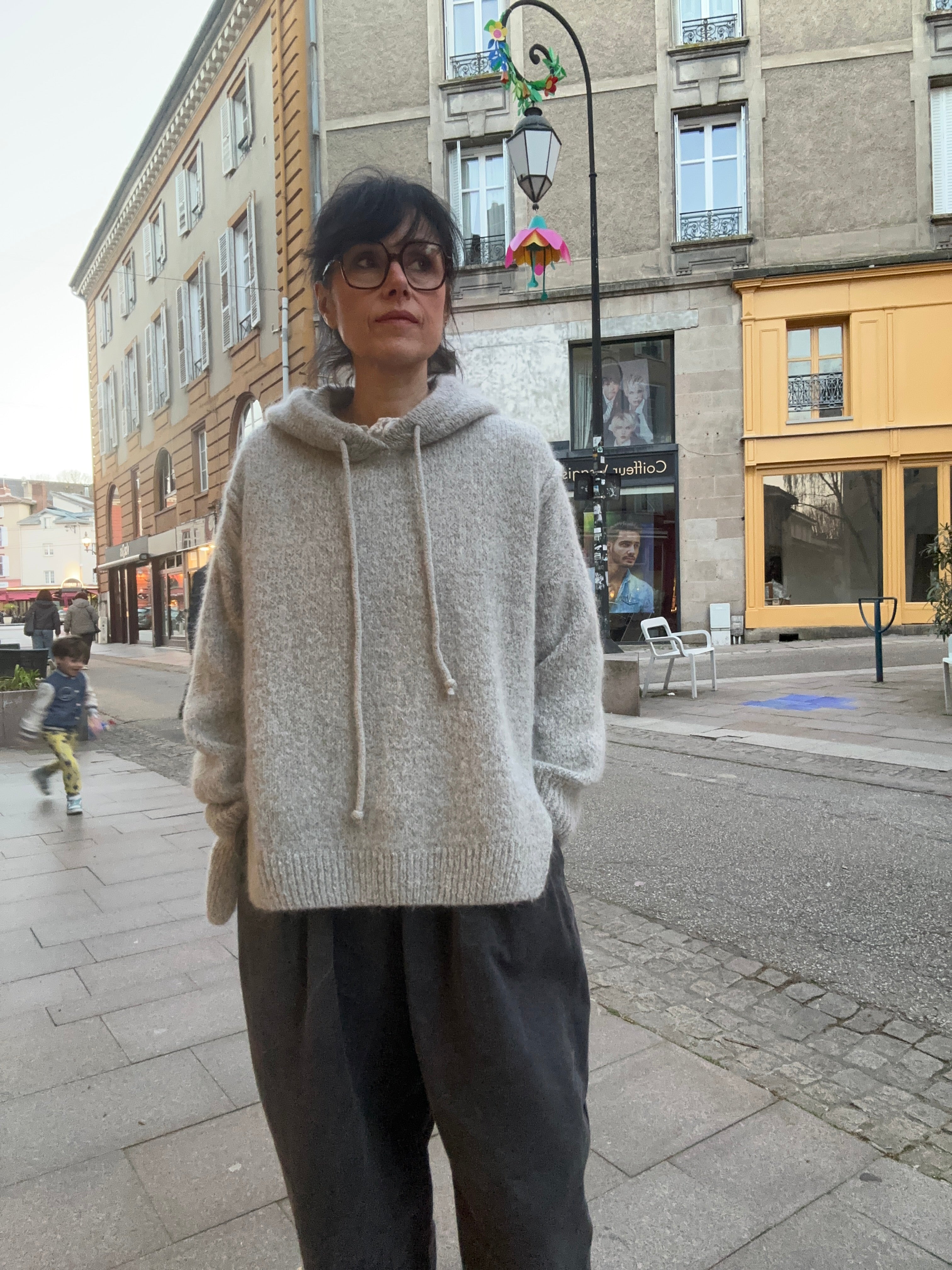 Pull à capuche en laine mohair
