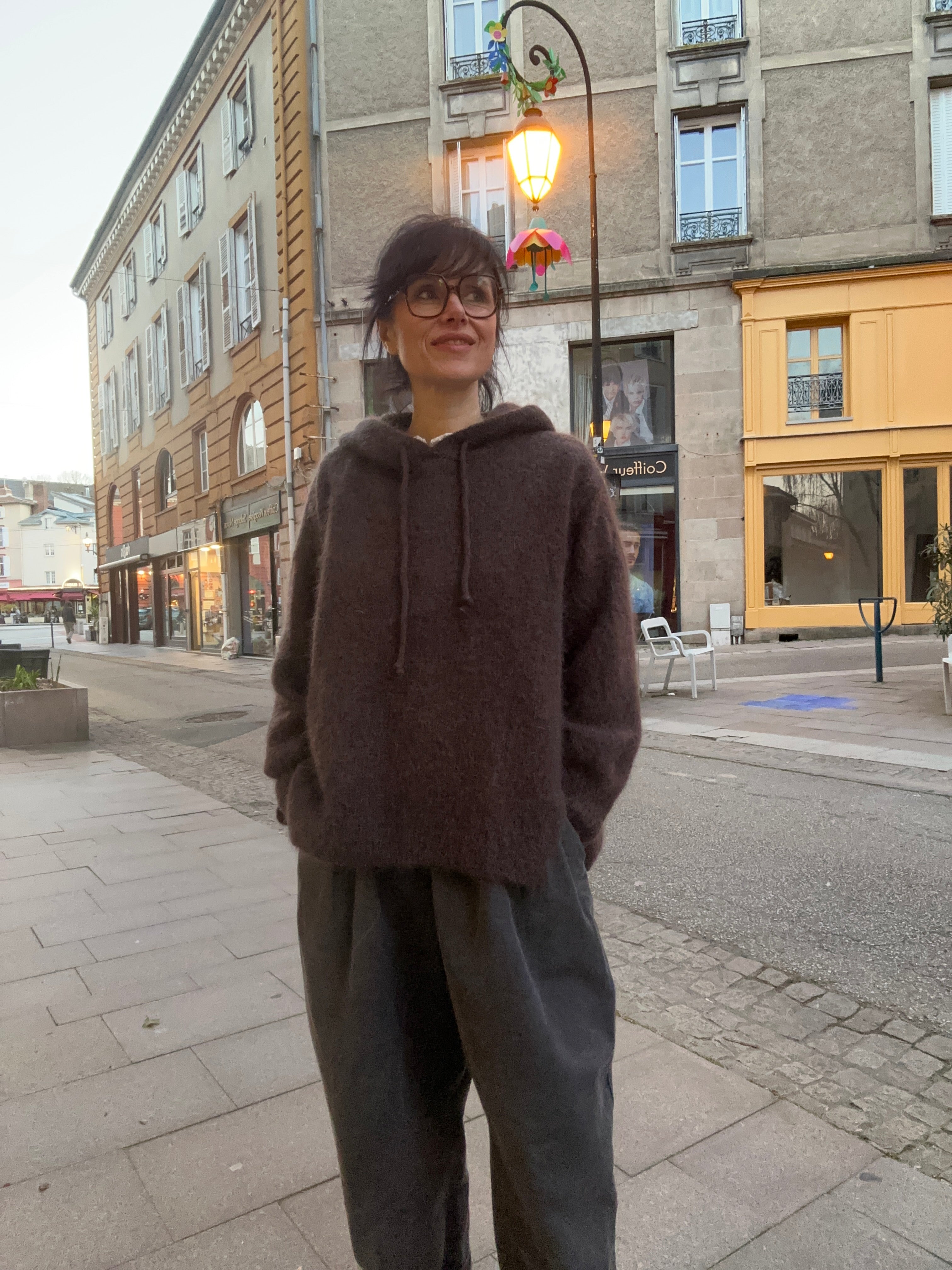 Pull à capuche en laine mohair
