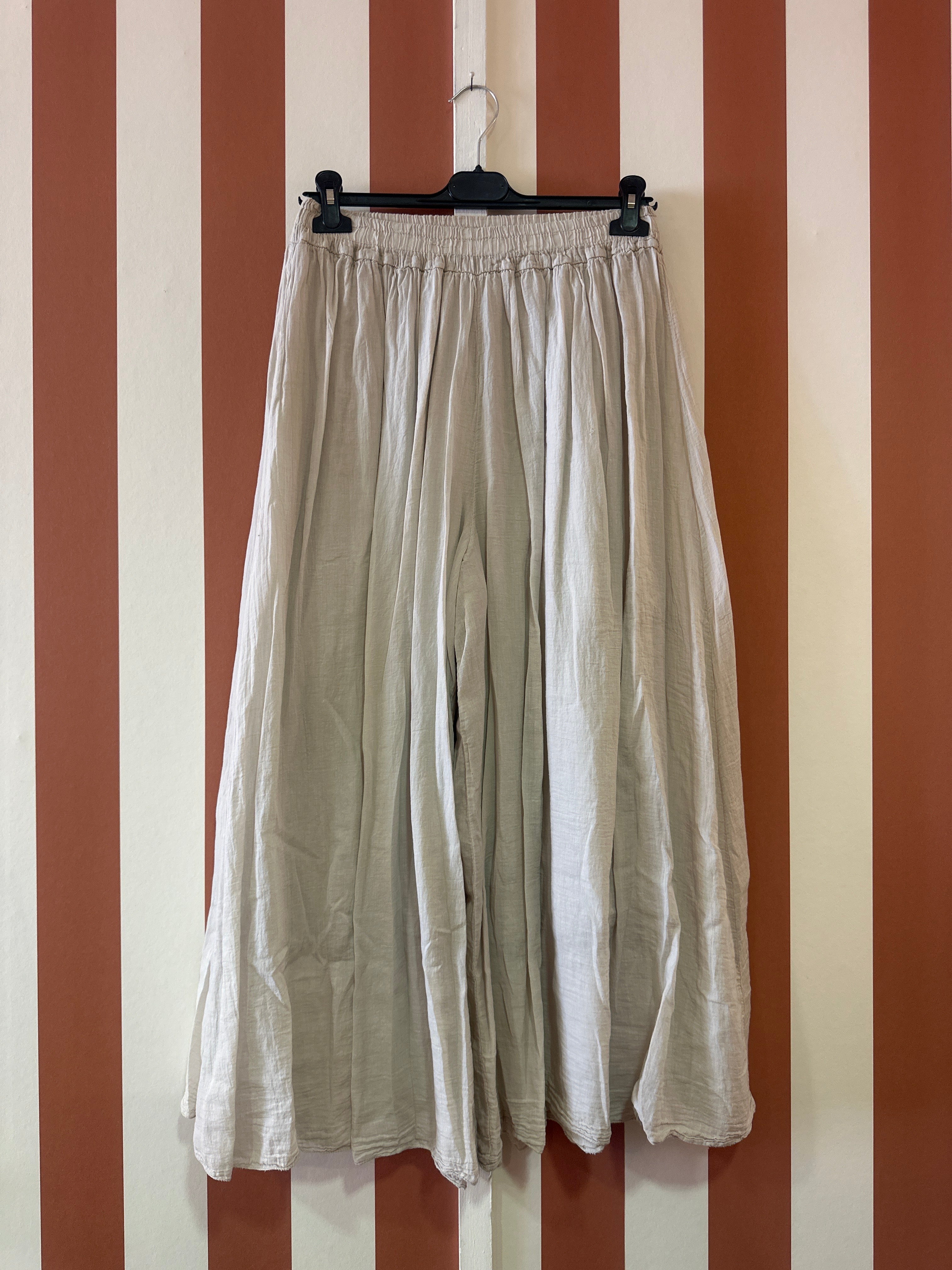 Pantalon June ample voile de coton couleur lin