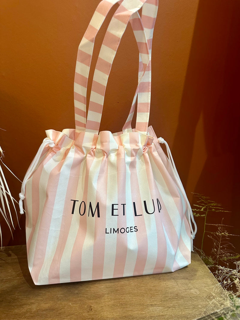 Cabas Tom & Lulu rayures roses