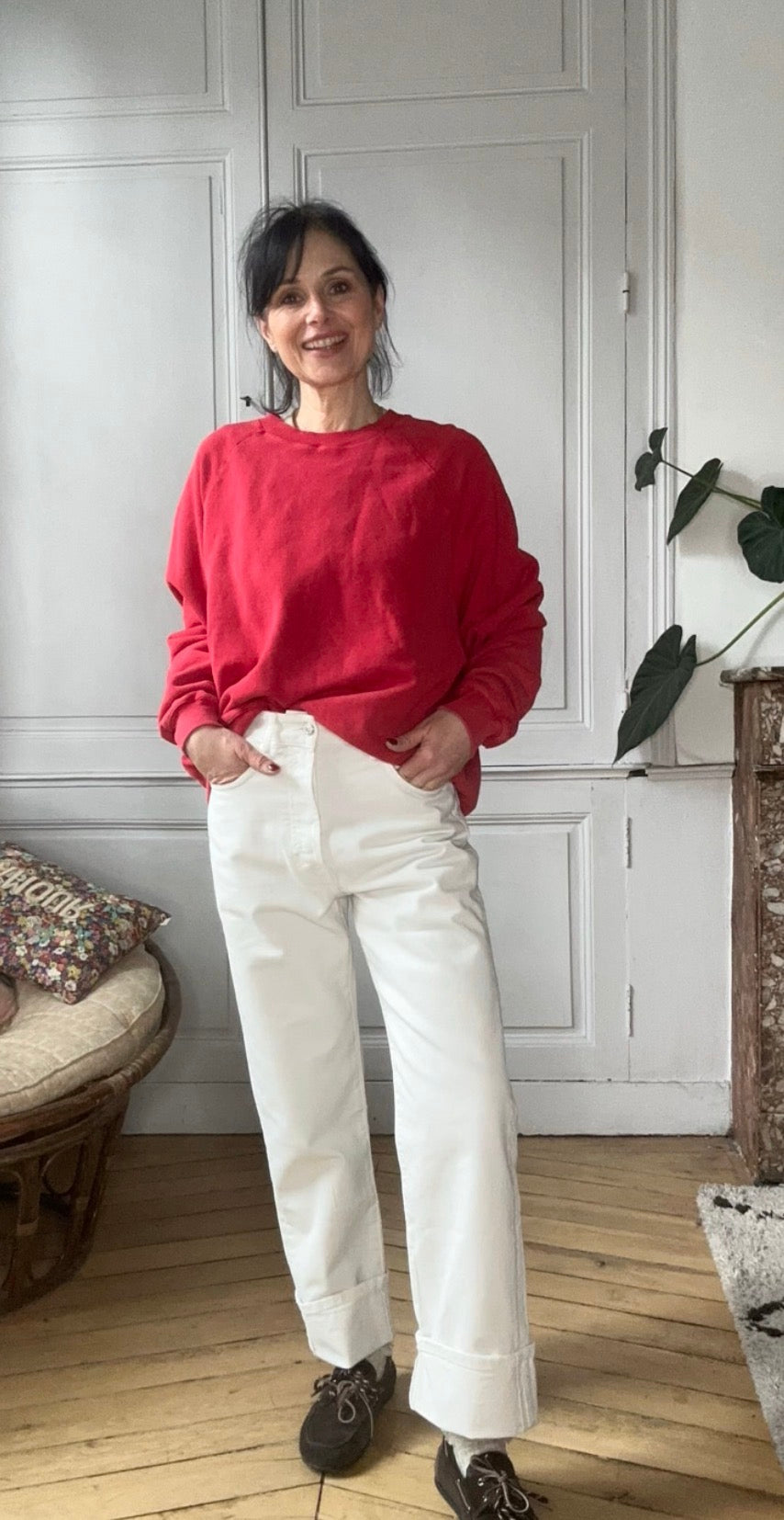 Sweat oversize Anh coquelicot