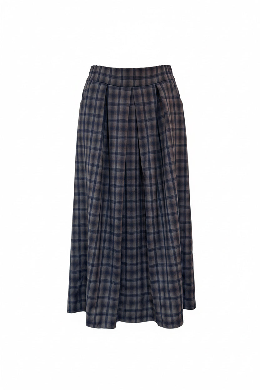 Jupe en tartan bleu / marron glacé