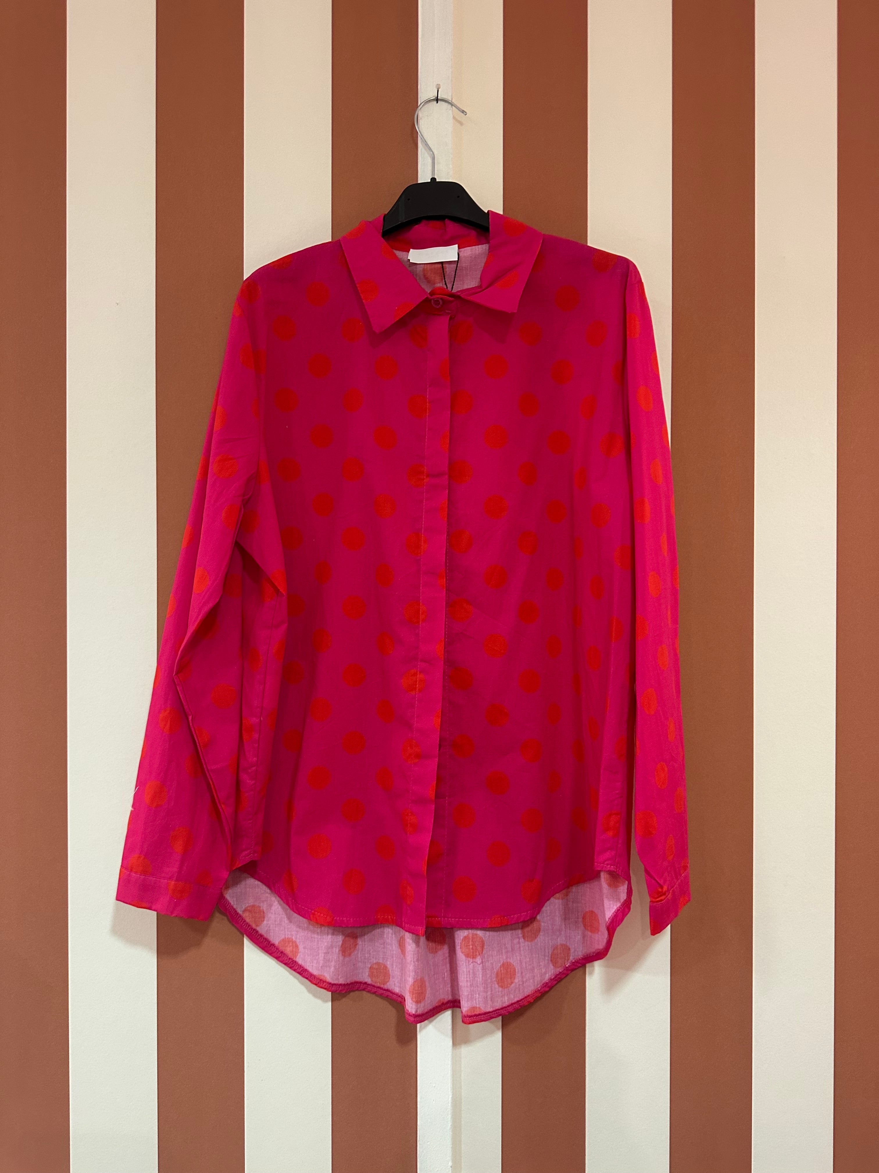 Chemise Winona à pois rouge / rose