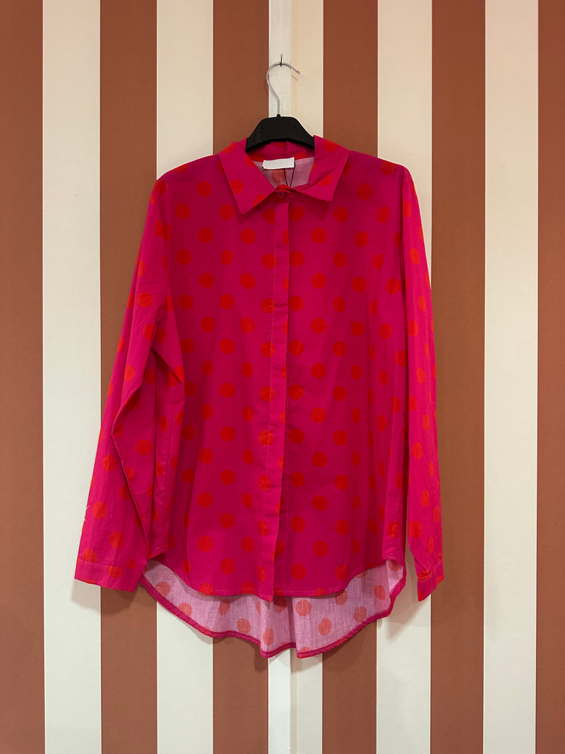 Chemise Winona à pois rouge / rose