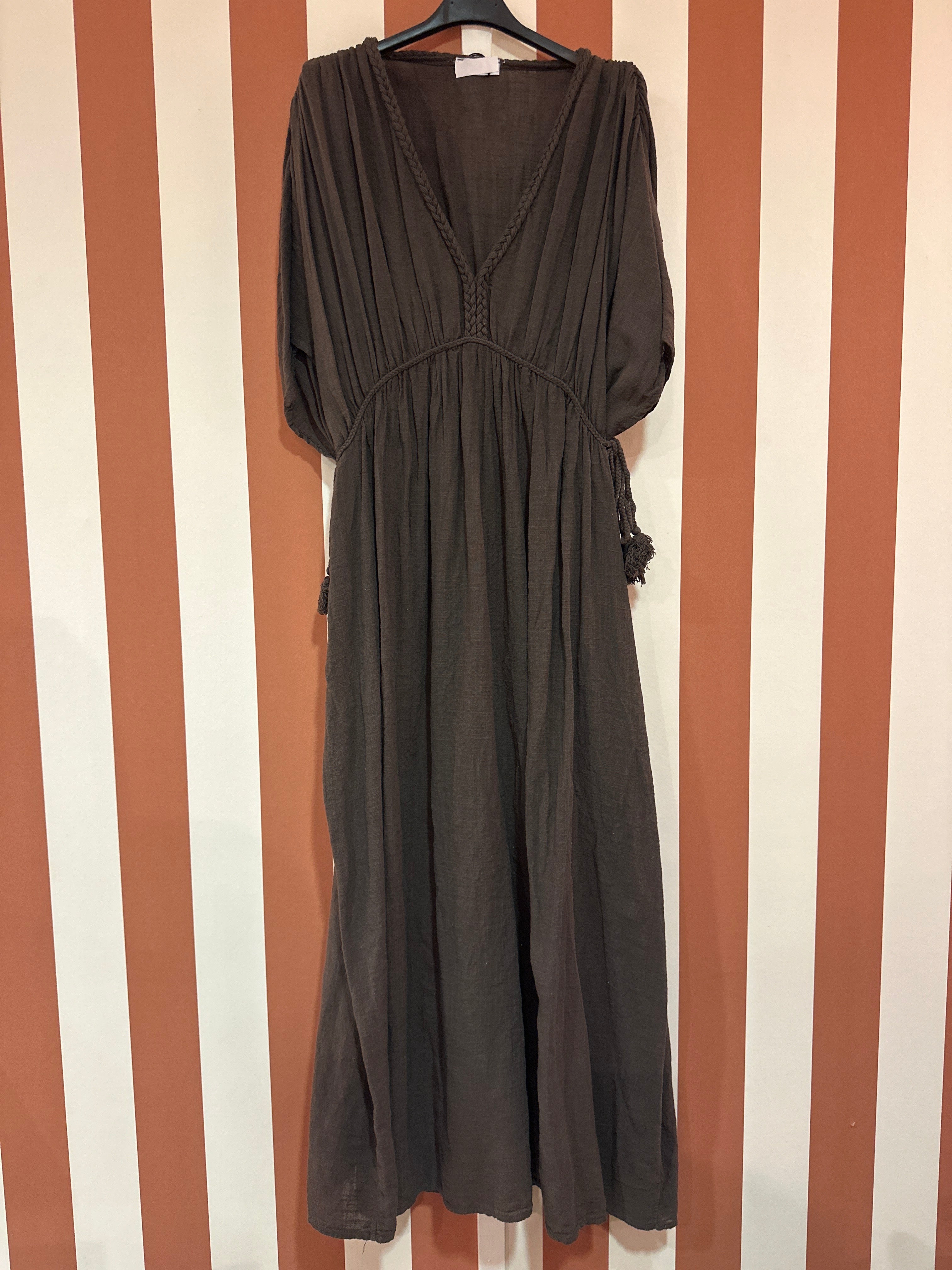 Robe Jane en gaze de lin chocolat