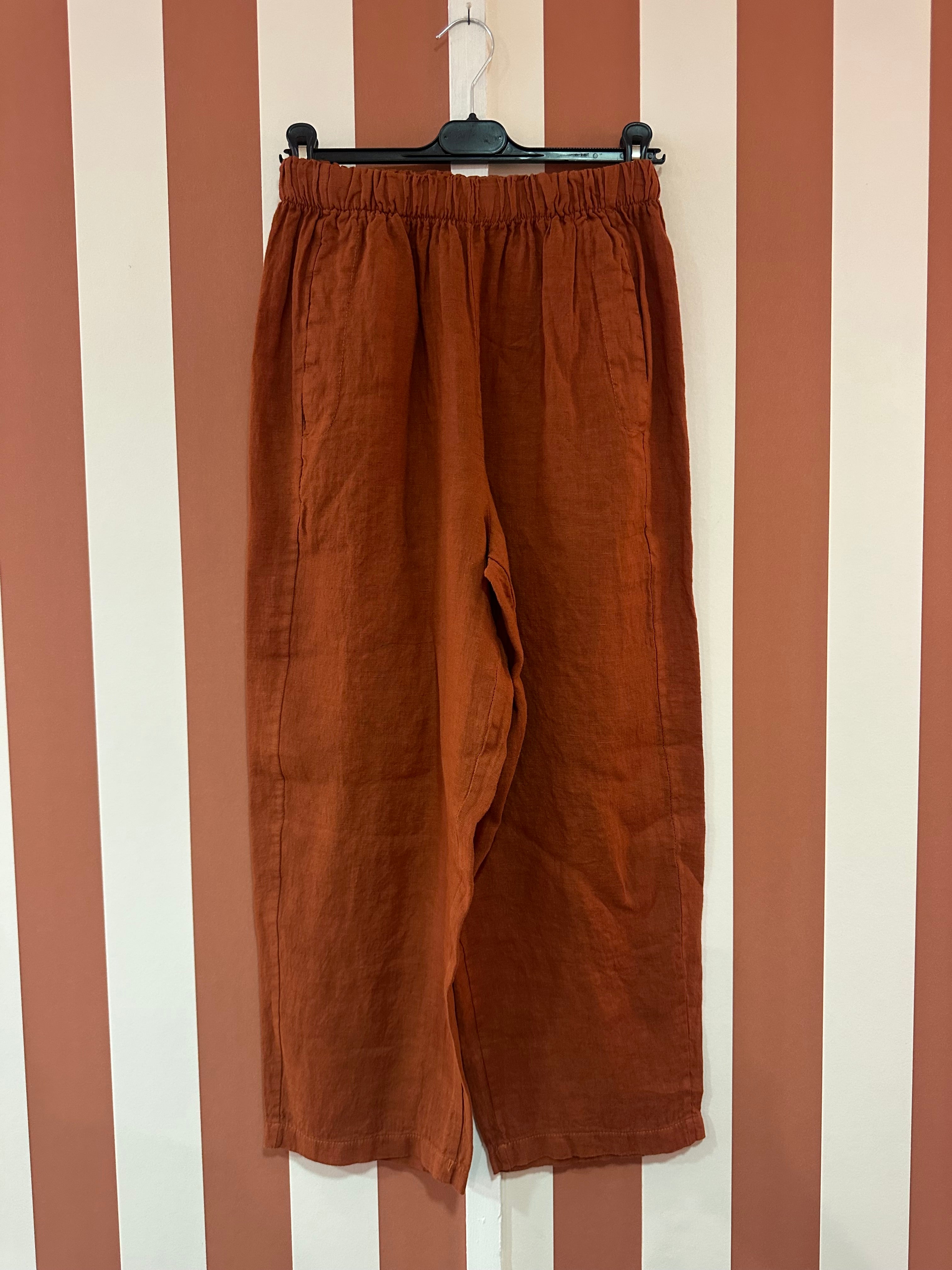 Pantalon Chiara en toile de lin terracotta