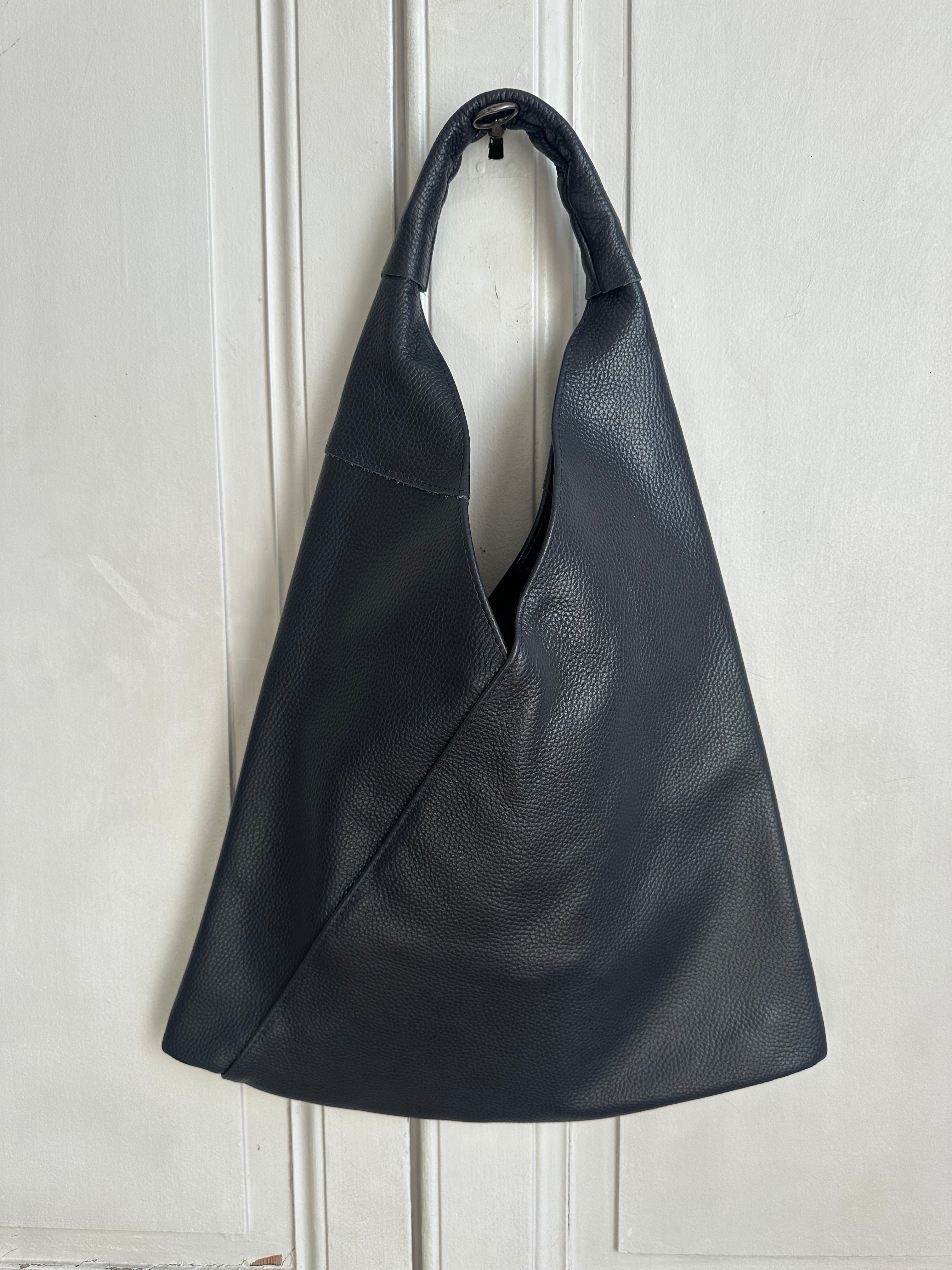 Sac cuir grainé japonais bleu nuit