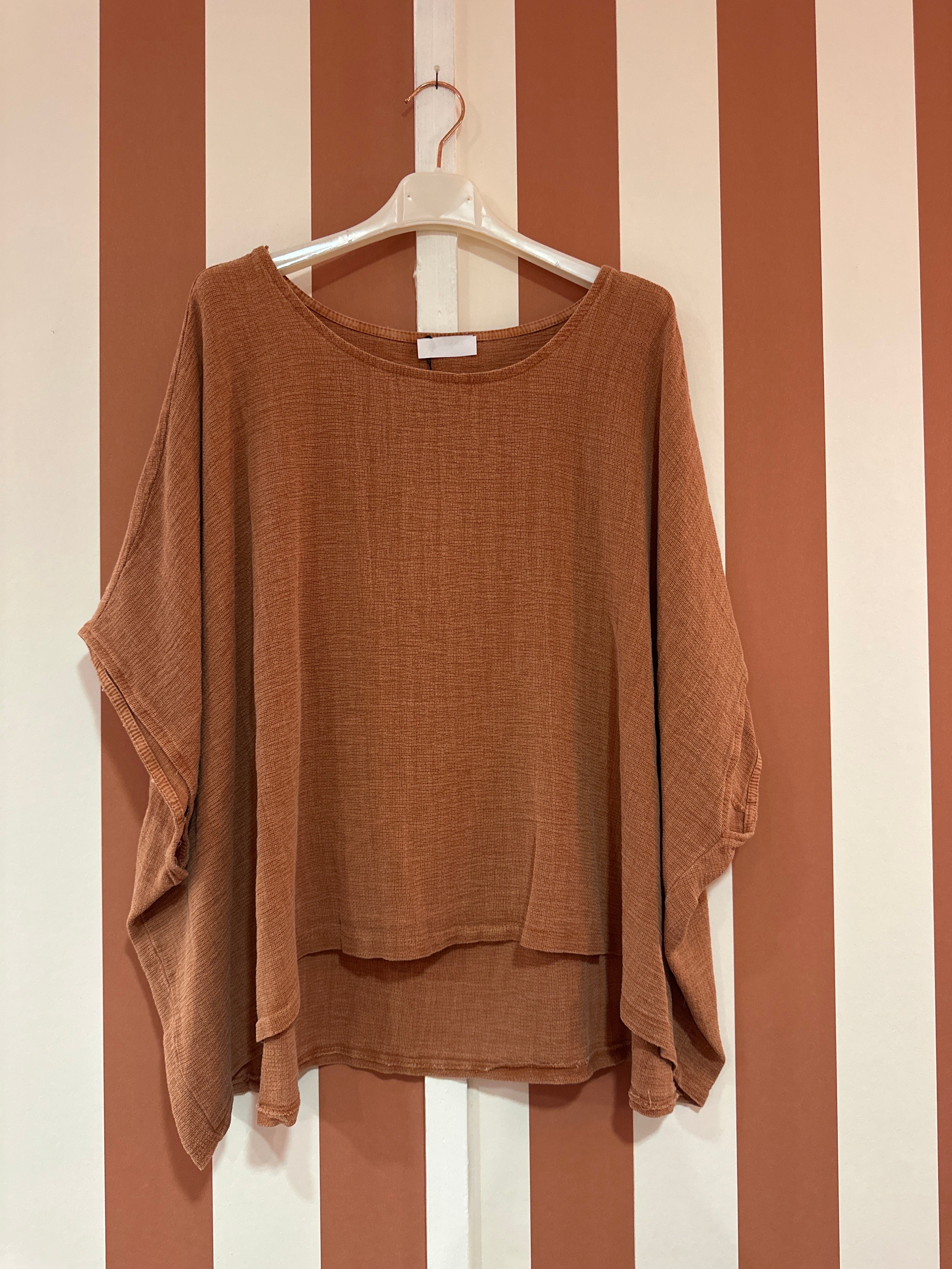 Top Naya en coton stone washed terracota