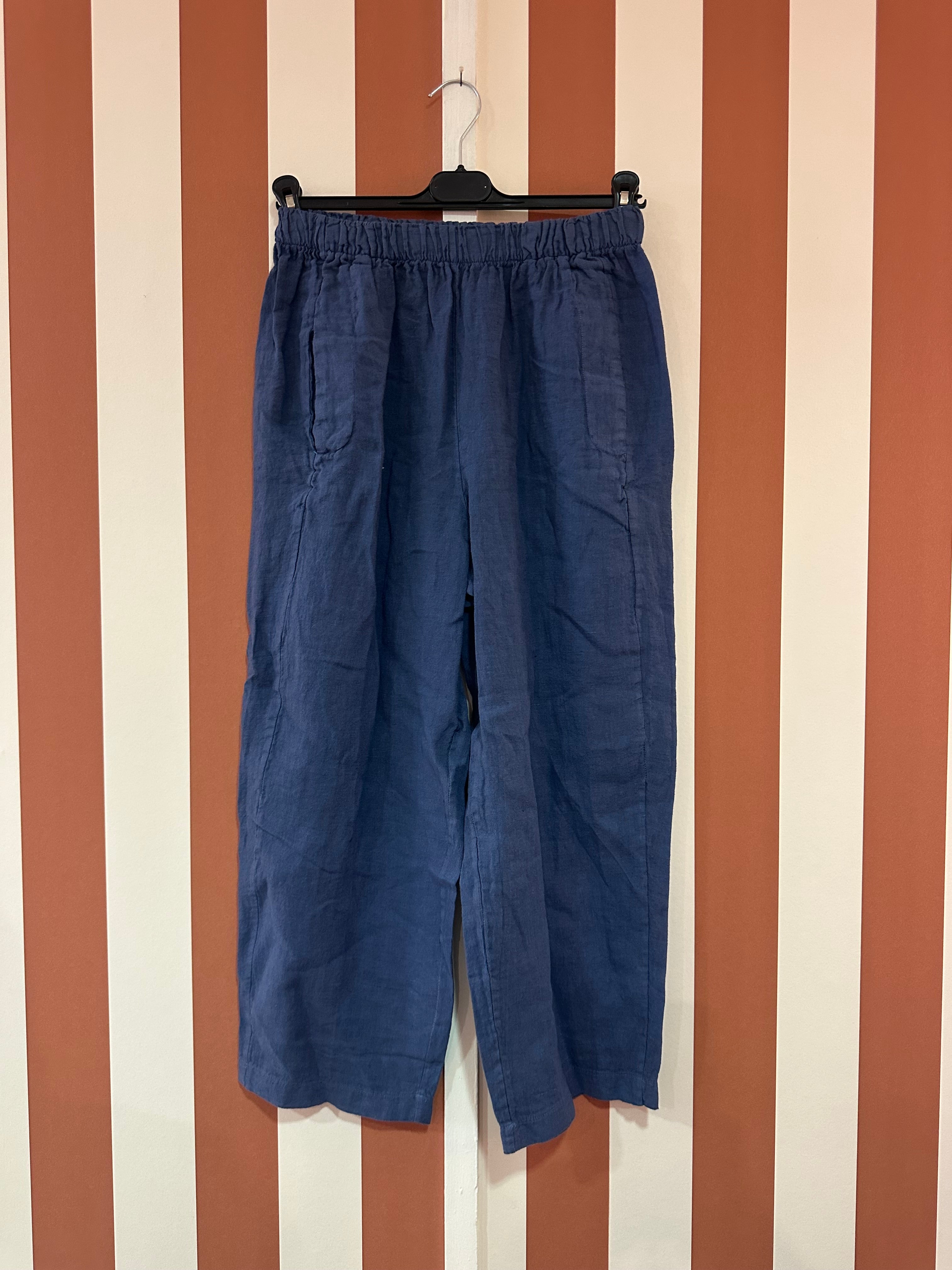 Pantalon Chiara en toile de lin bleue gitane
