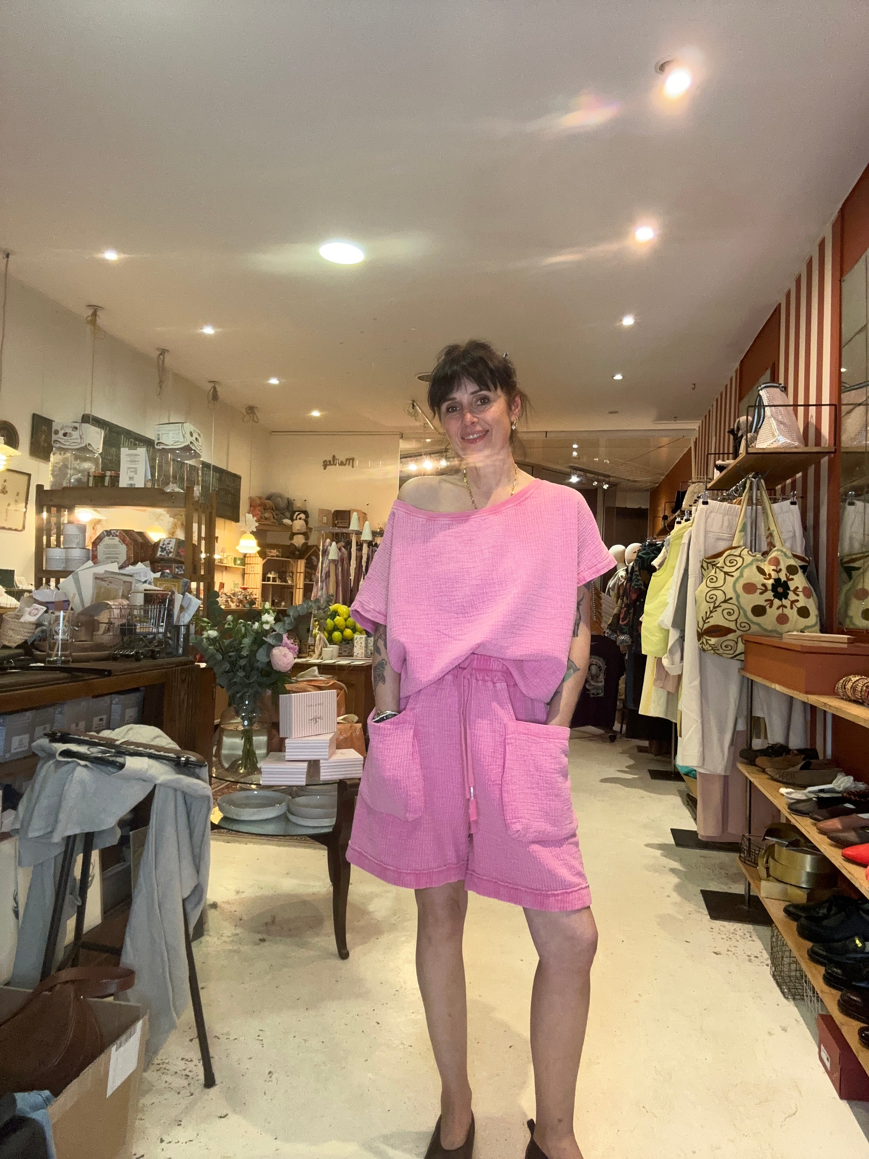Ensemble sweat et short en jersey gaufré Kelly