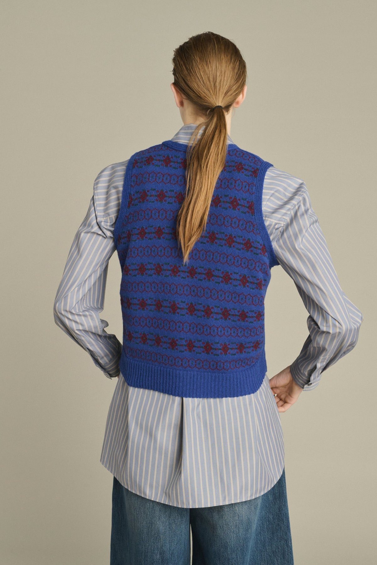 Débardeur jacquard à col V Sœur
