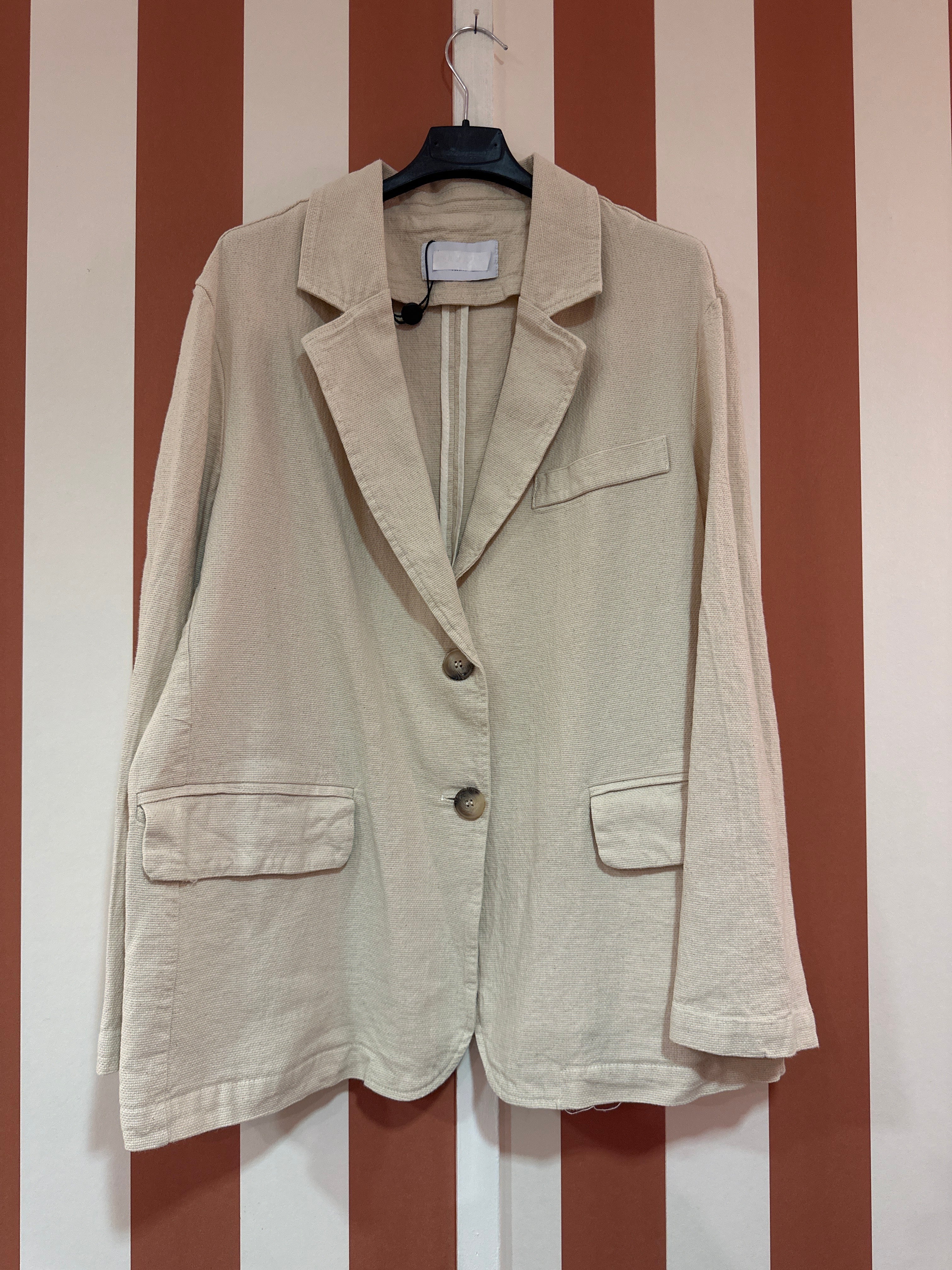 Veste blazer Georges en toile de coton/lin beige clair