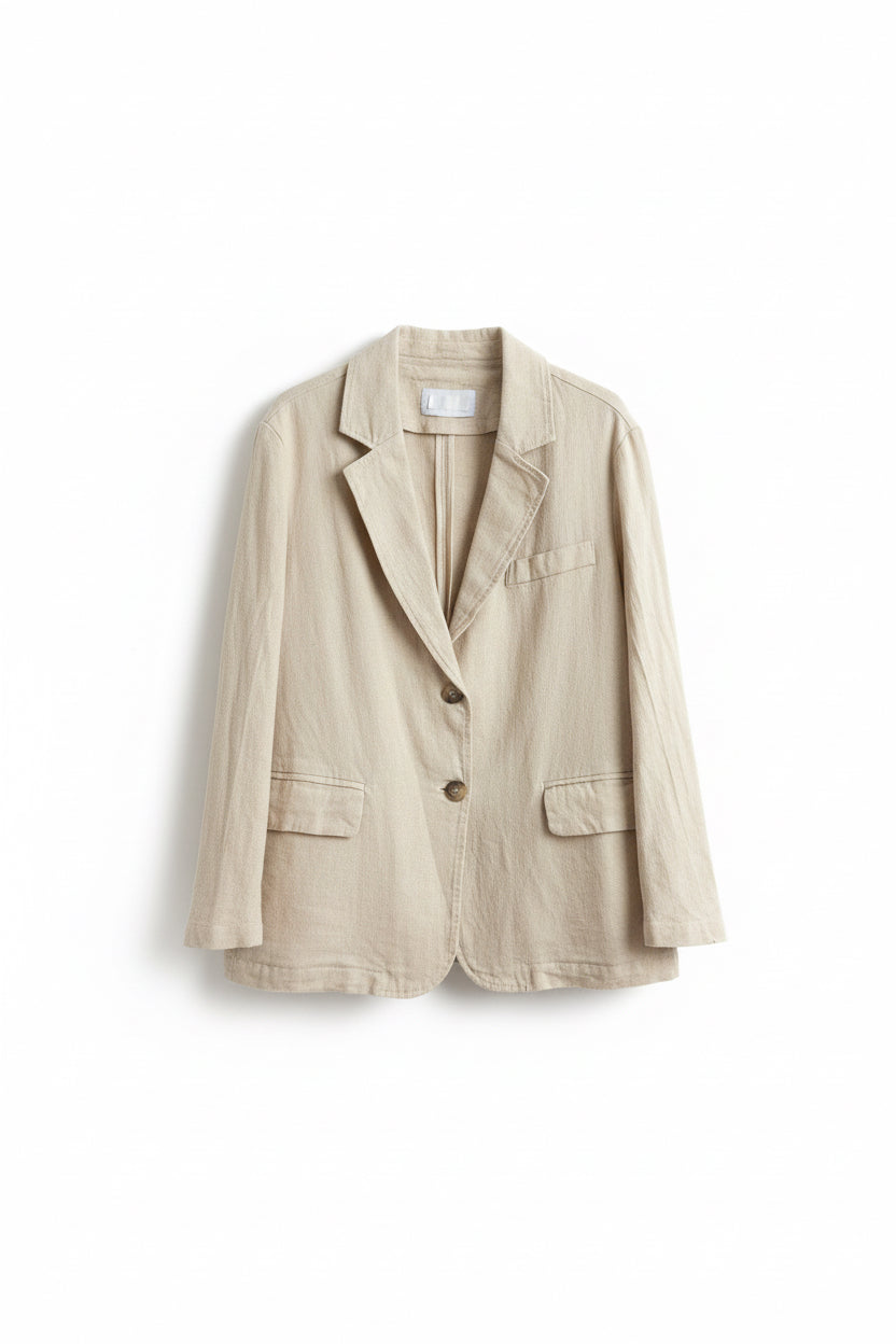 Veste blazer Georges en toile de coton/lin beige clair