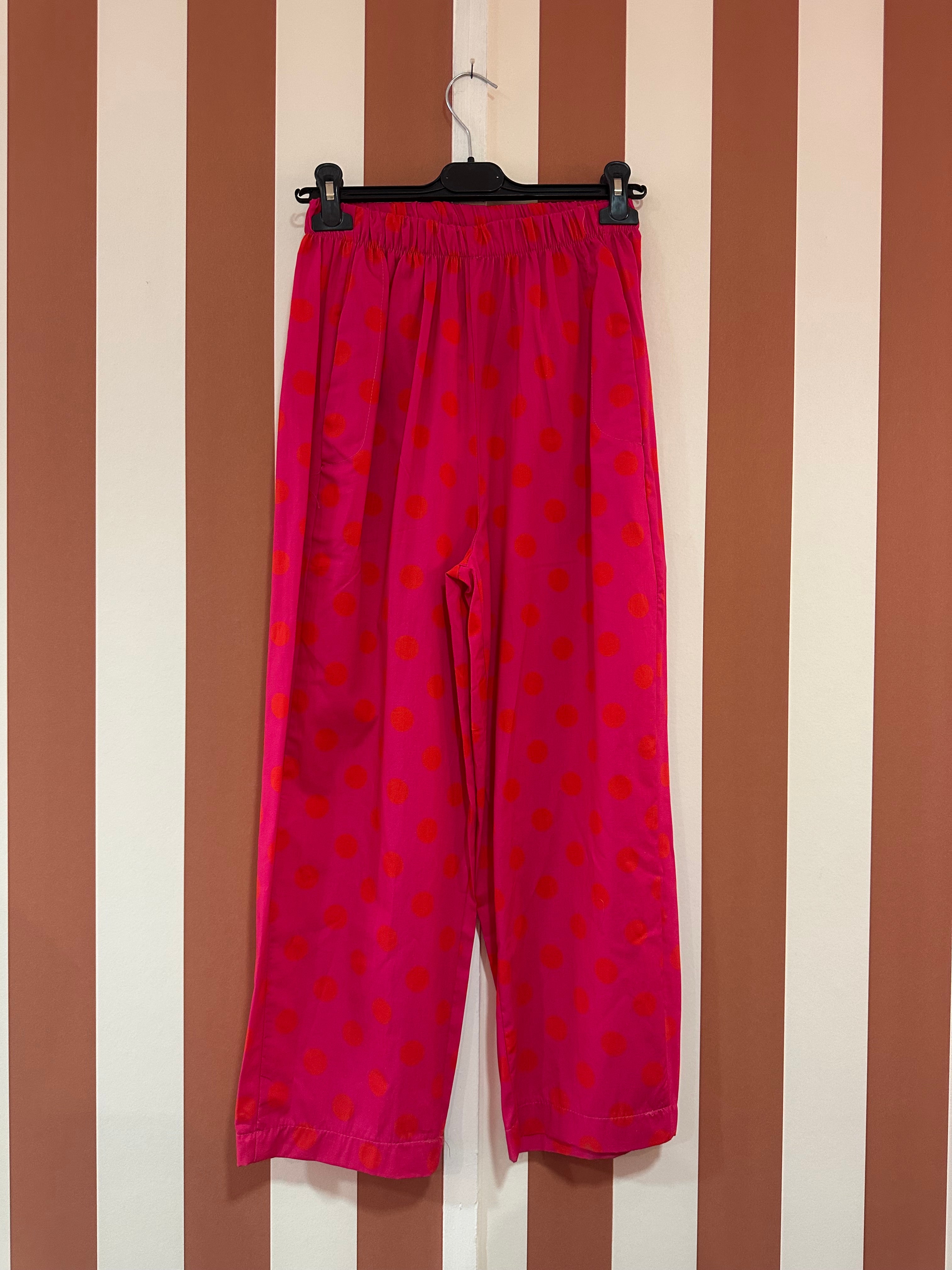 Pantalon Winona à pois rouge / rose