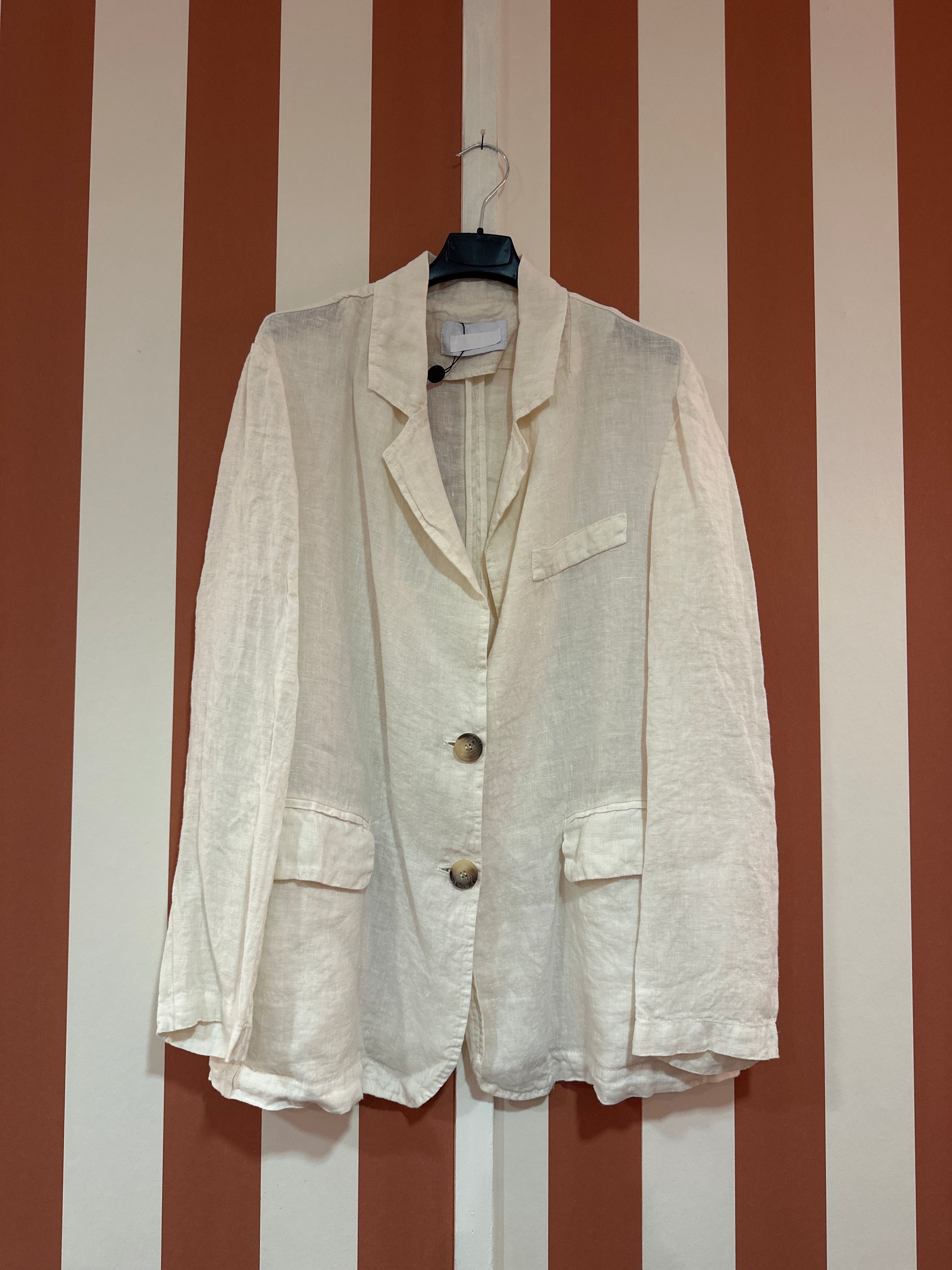 Veste Blazer Chiara en toile de lin craie