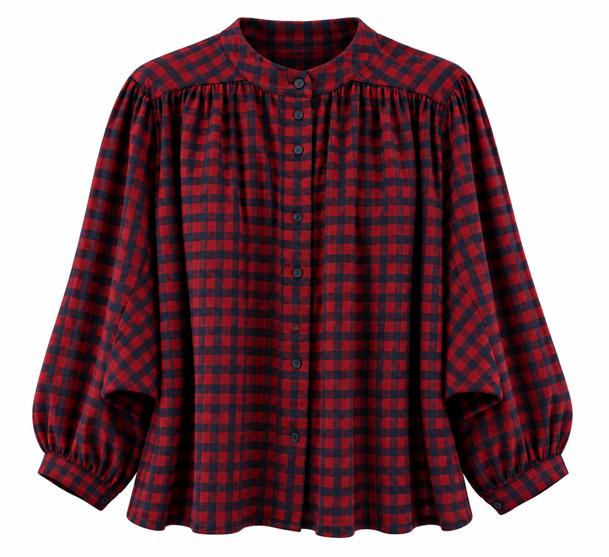 Chemise Roméo ample à carreaux bordeaux/bleus
