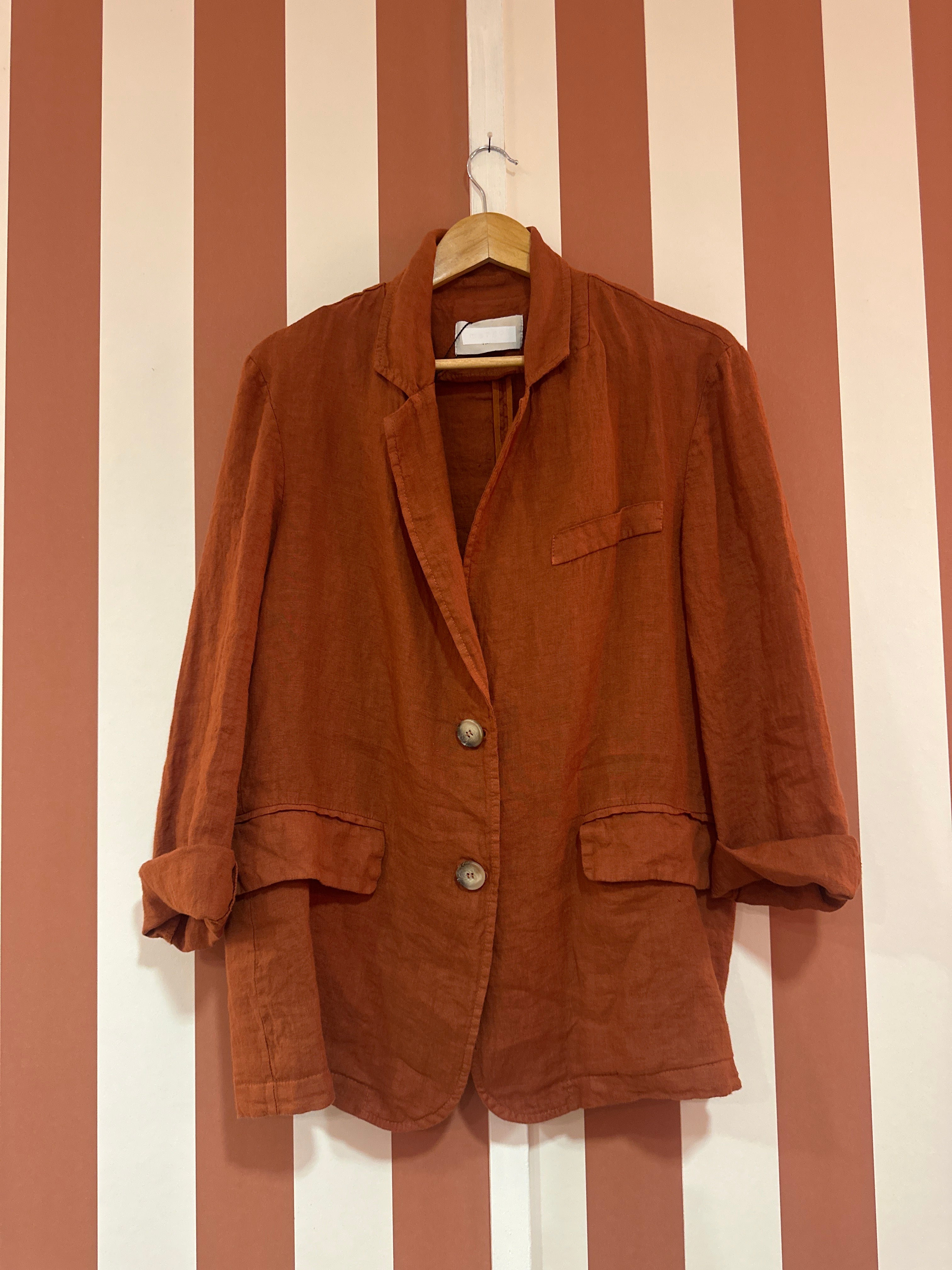 Veste Blazer Chiara en toile de lin terracota