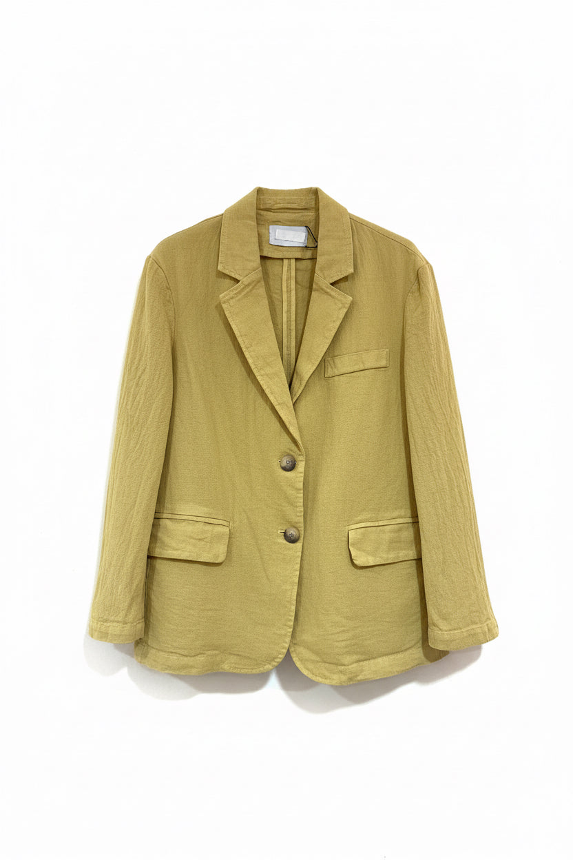 Veste blazer Georges en toile de coton/lin jaune paille