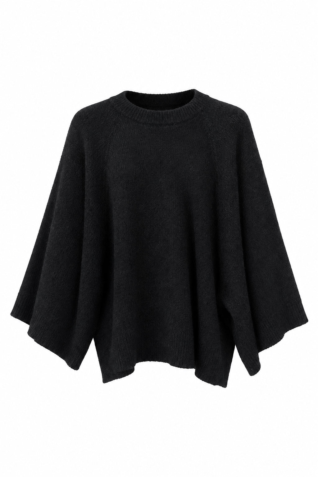 Pull en laine et cachemire noir manches japonisantes
