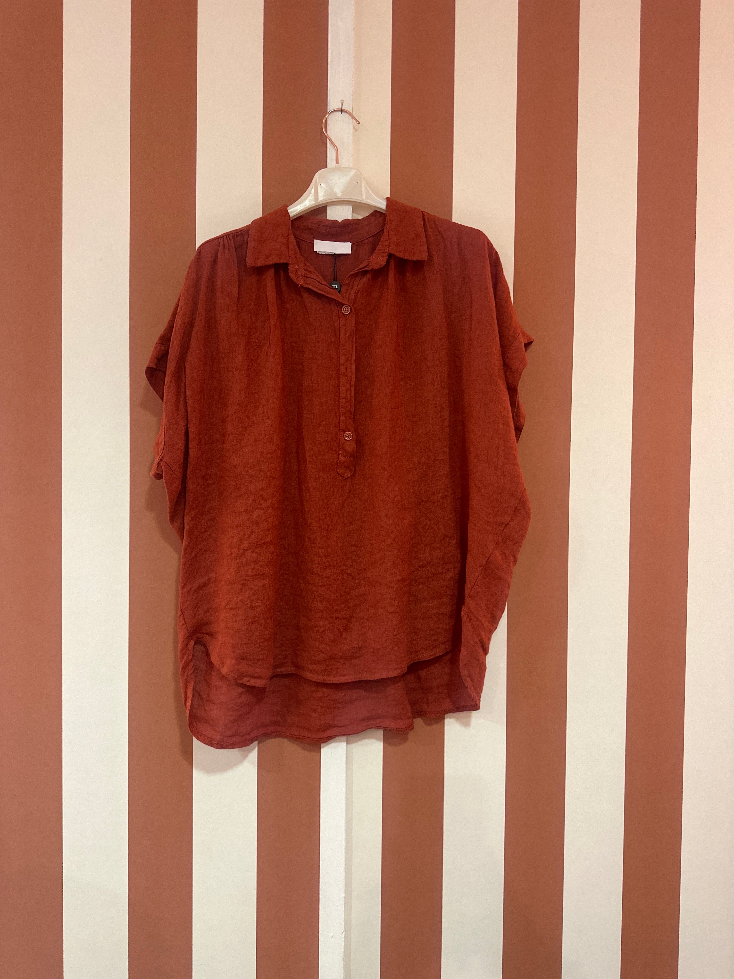 Blouse marius en lin terracota
