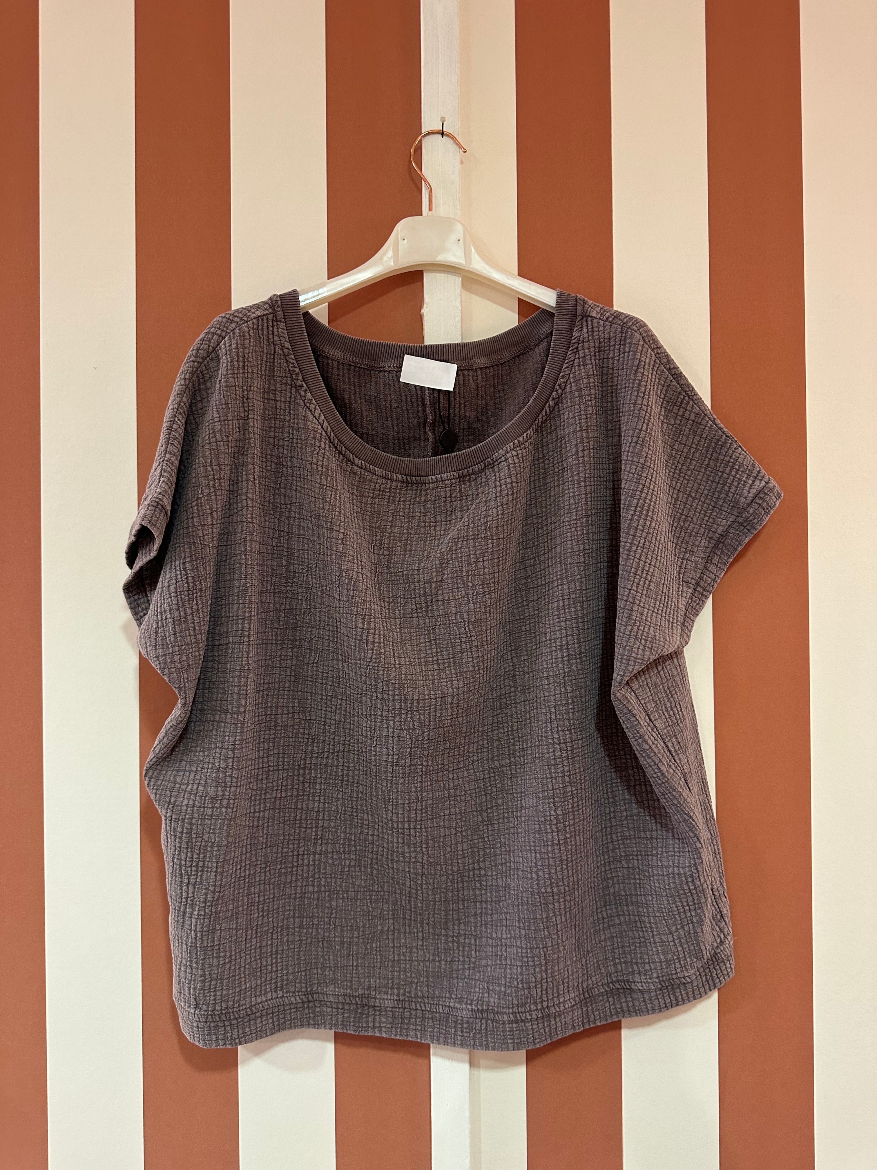 Ensemble sweat et short en jersey gaufré Kelly marron glacé