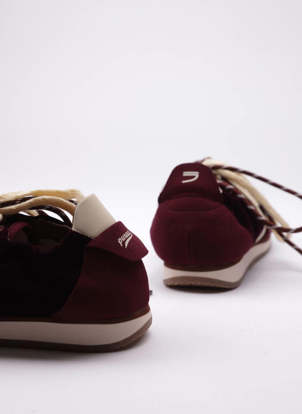 Baskets Vegan Puraai velours bordeaux
