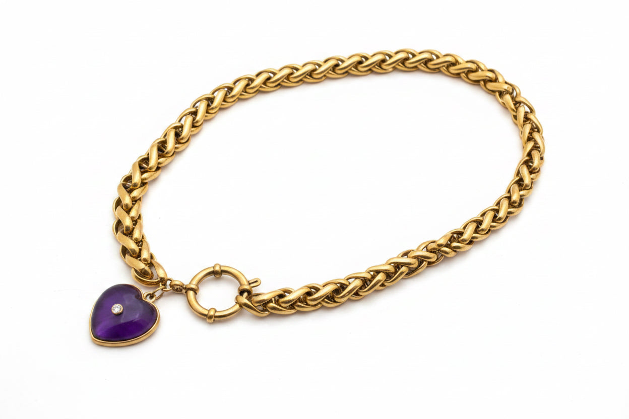 Collier Roma acier et améthyste Mystico