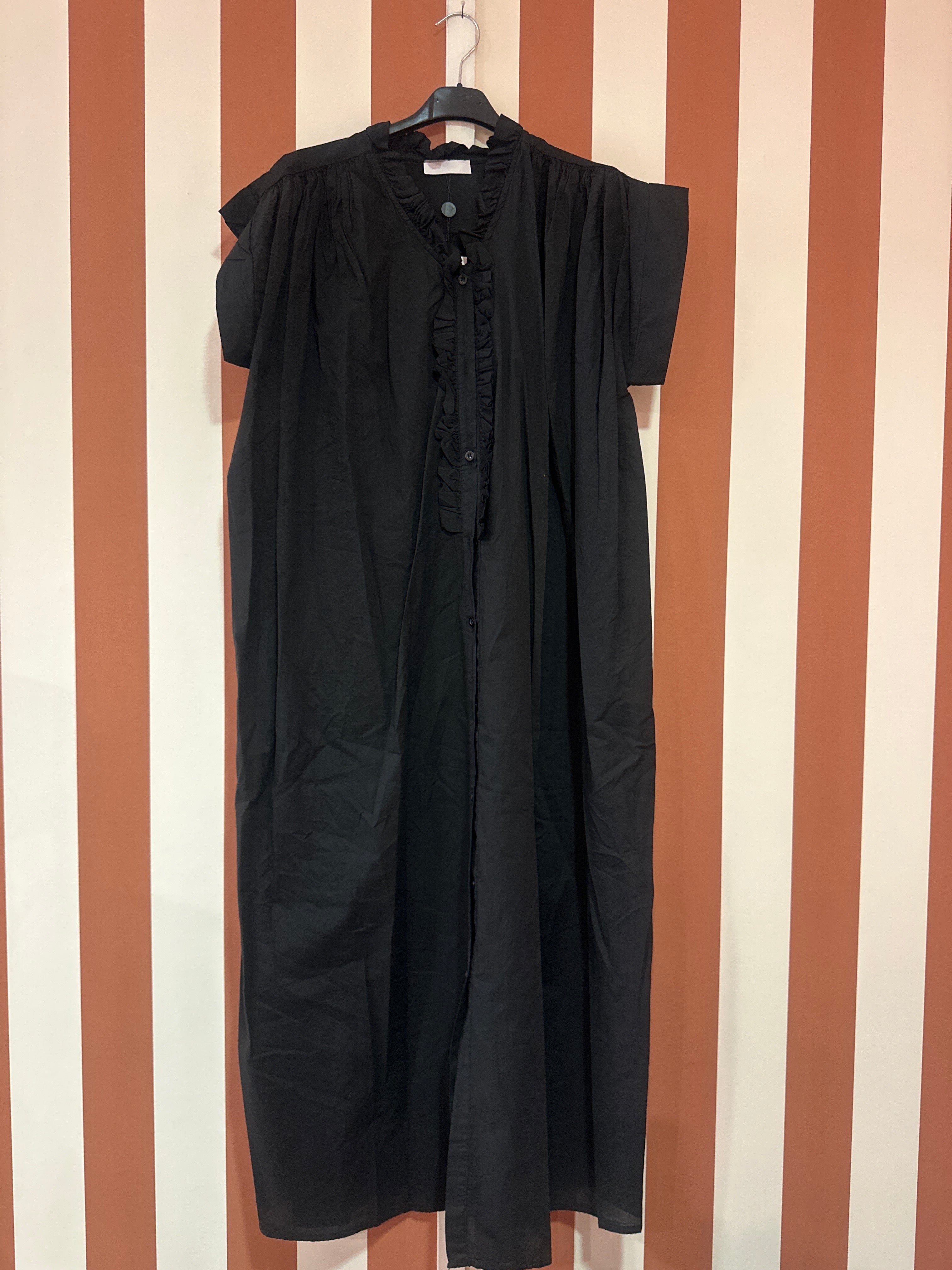 Robe Madeleine longue en voile de coton noire