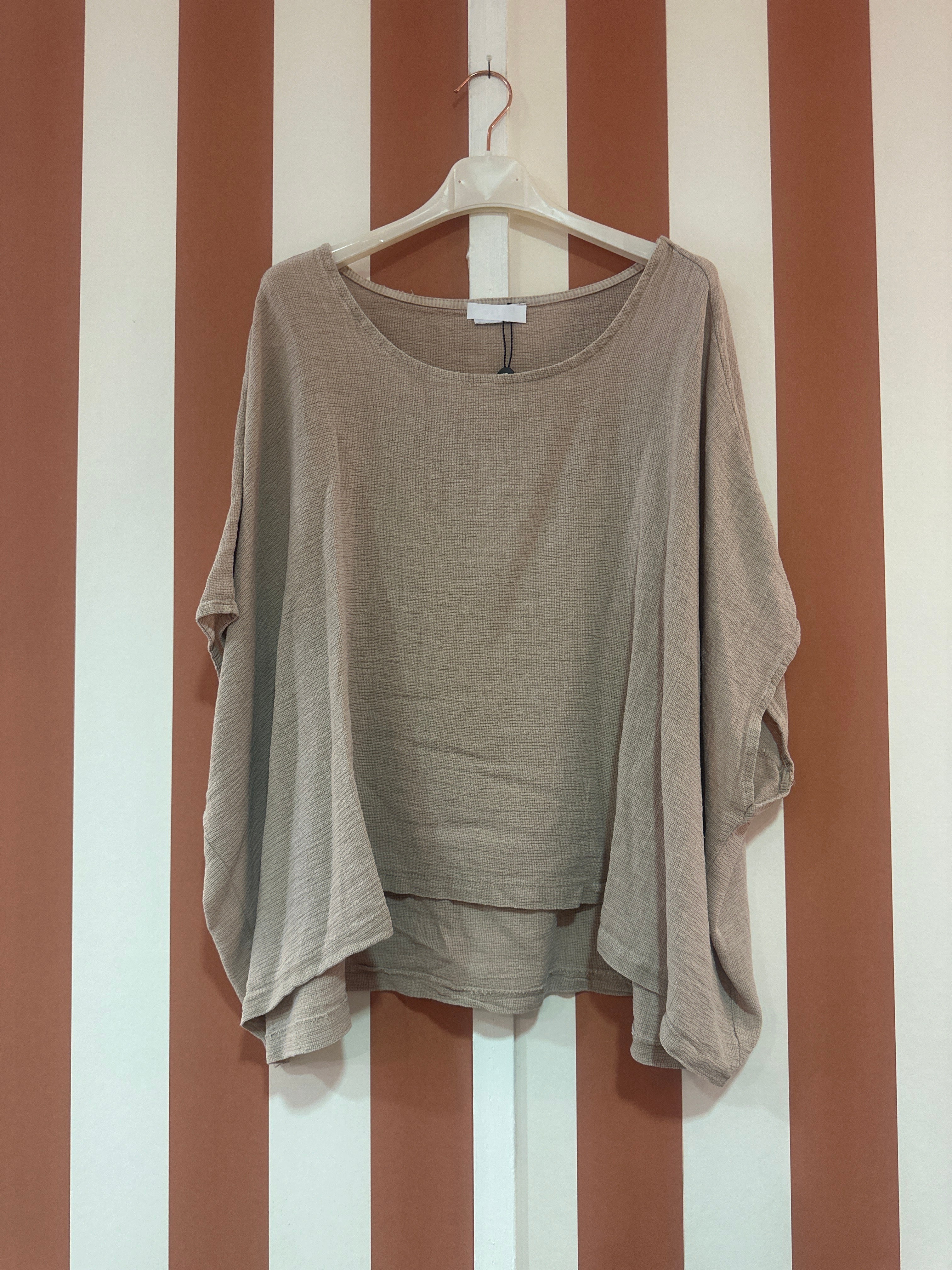 Top Naya en coton stone washed coloris lin