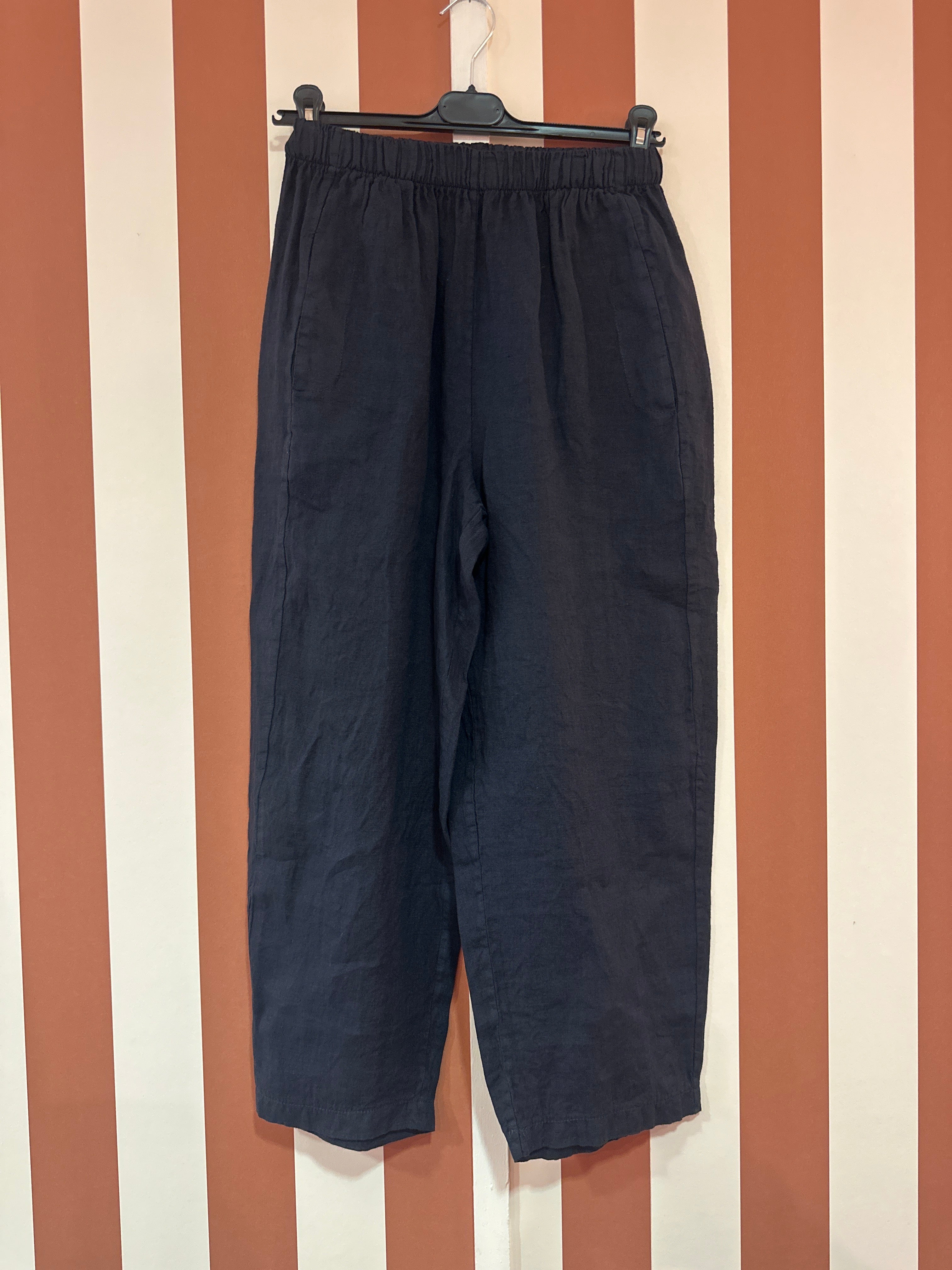Pantalon Chiara en toile de lin bleue marine