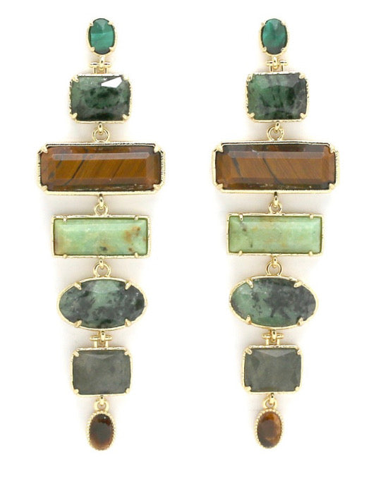 Boucles d’oreilles œil de tigre / aventurine