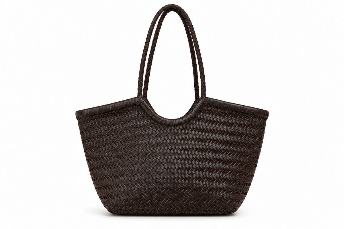 Cabas en cuir tressé chocolat