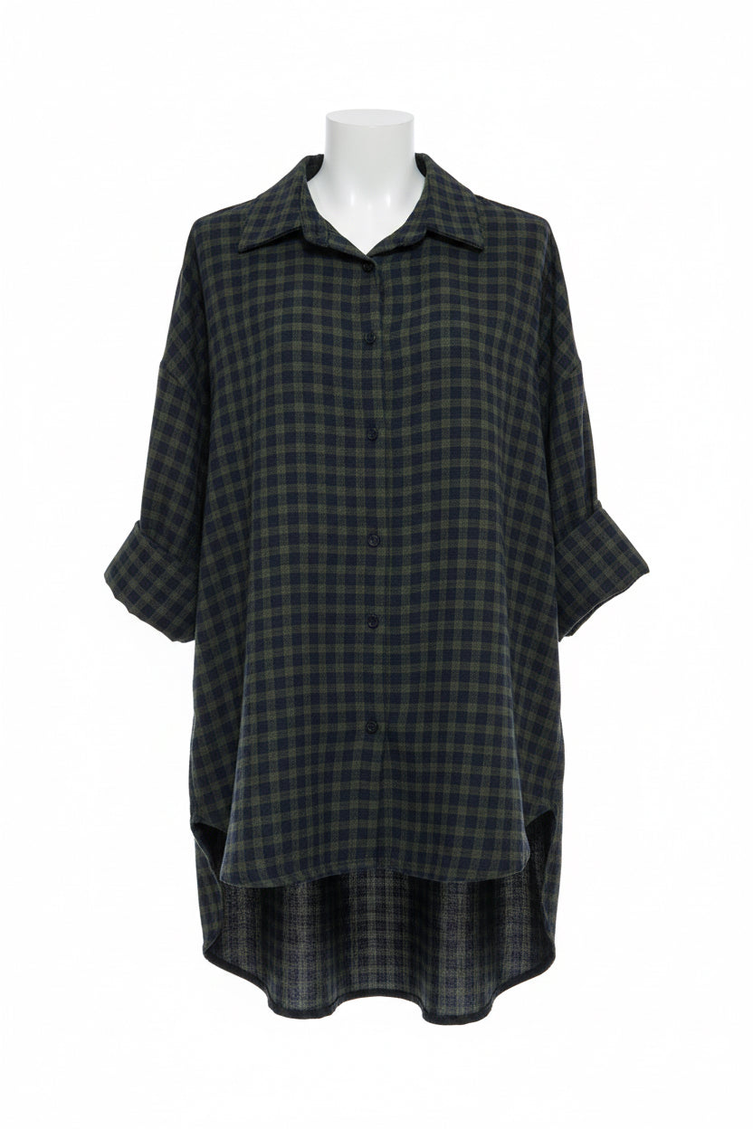Chemise en tartan vert et bleu