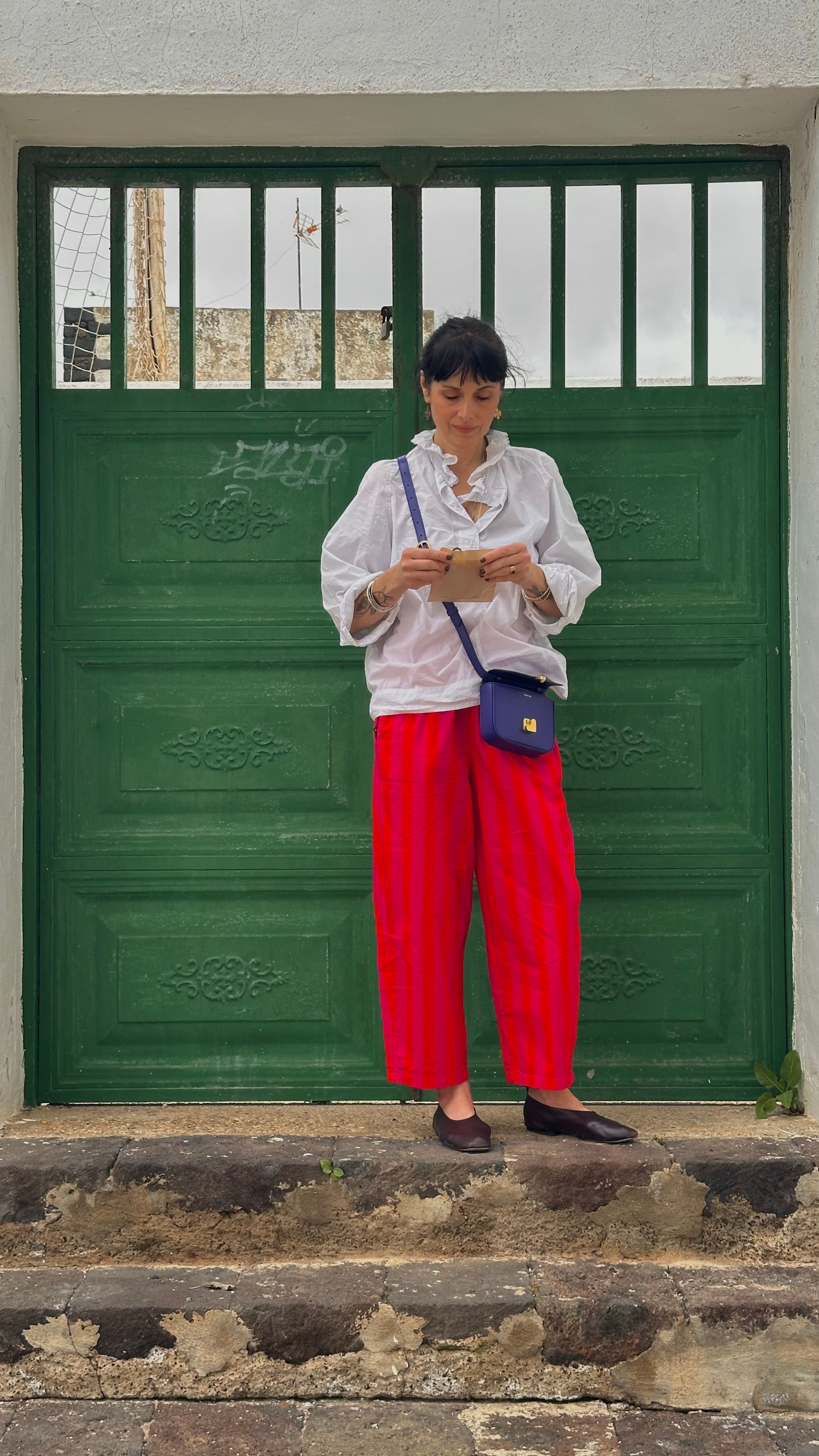Pantalon Luna à rayures en popeline de coton