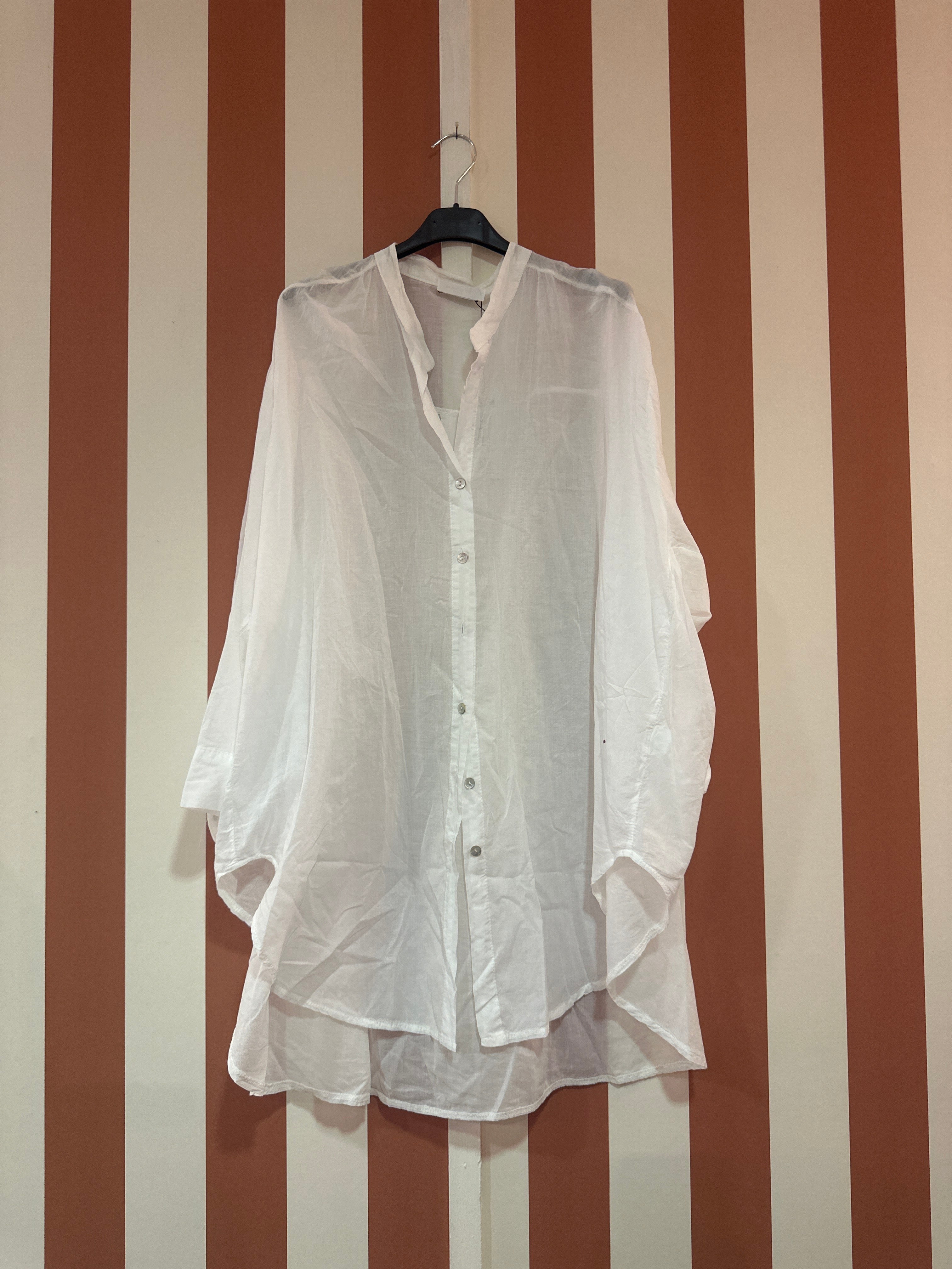 Chemise de plage longue en voile de coton écru