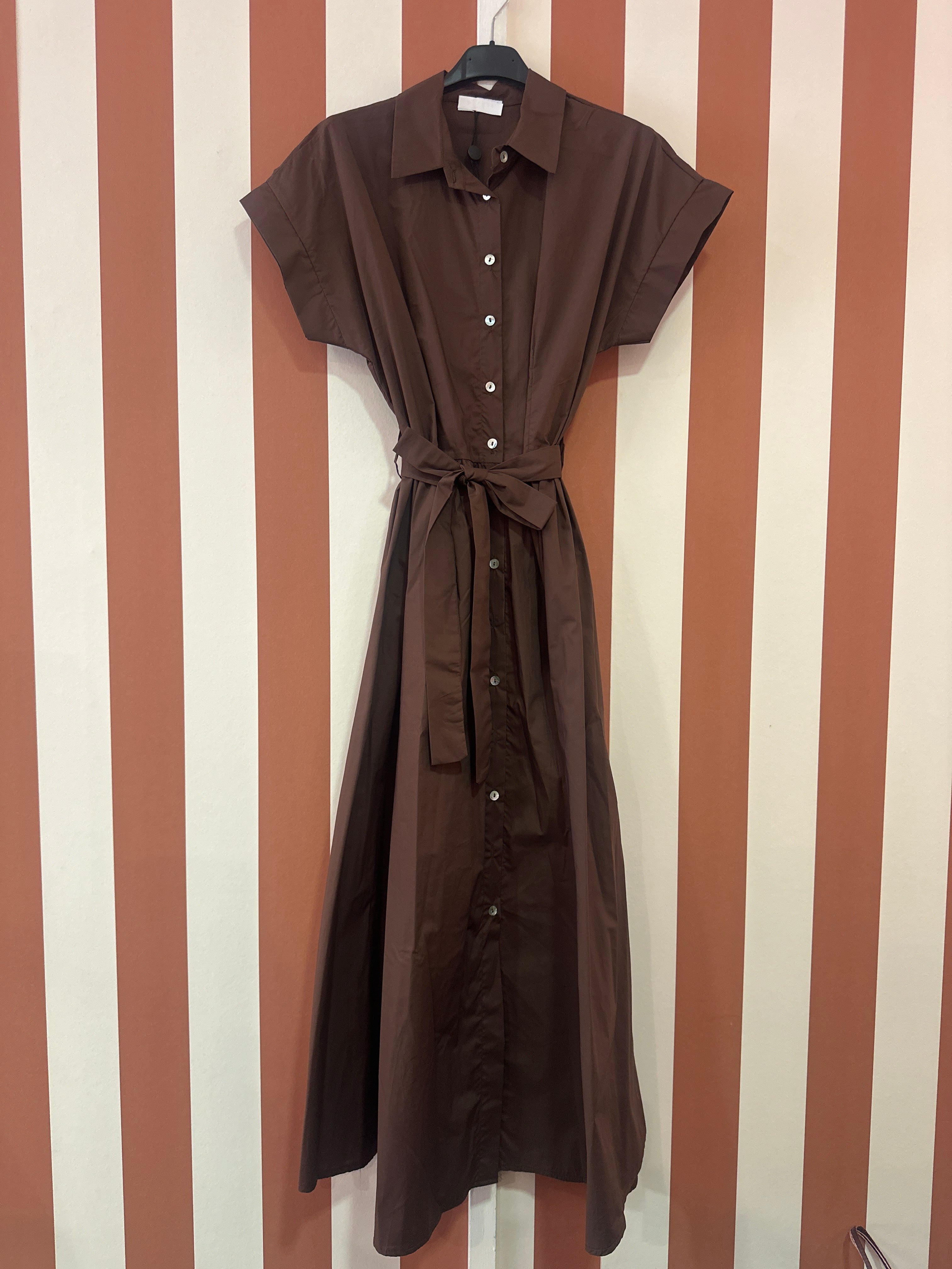 Robe Julia en popeline de coton chocolat moka