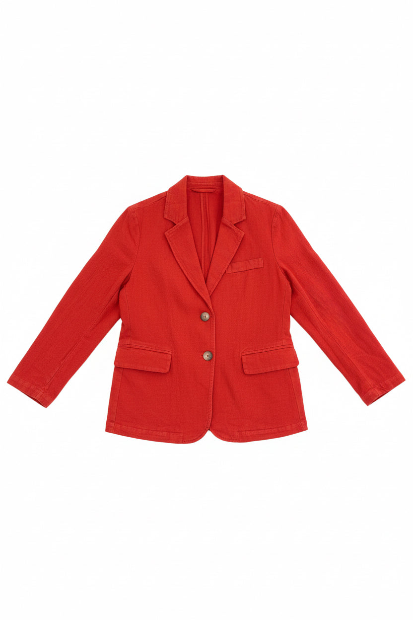 Veste blazer Georges en toile de coton/lin rouge coquelicot