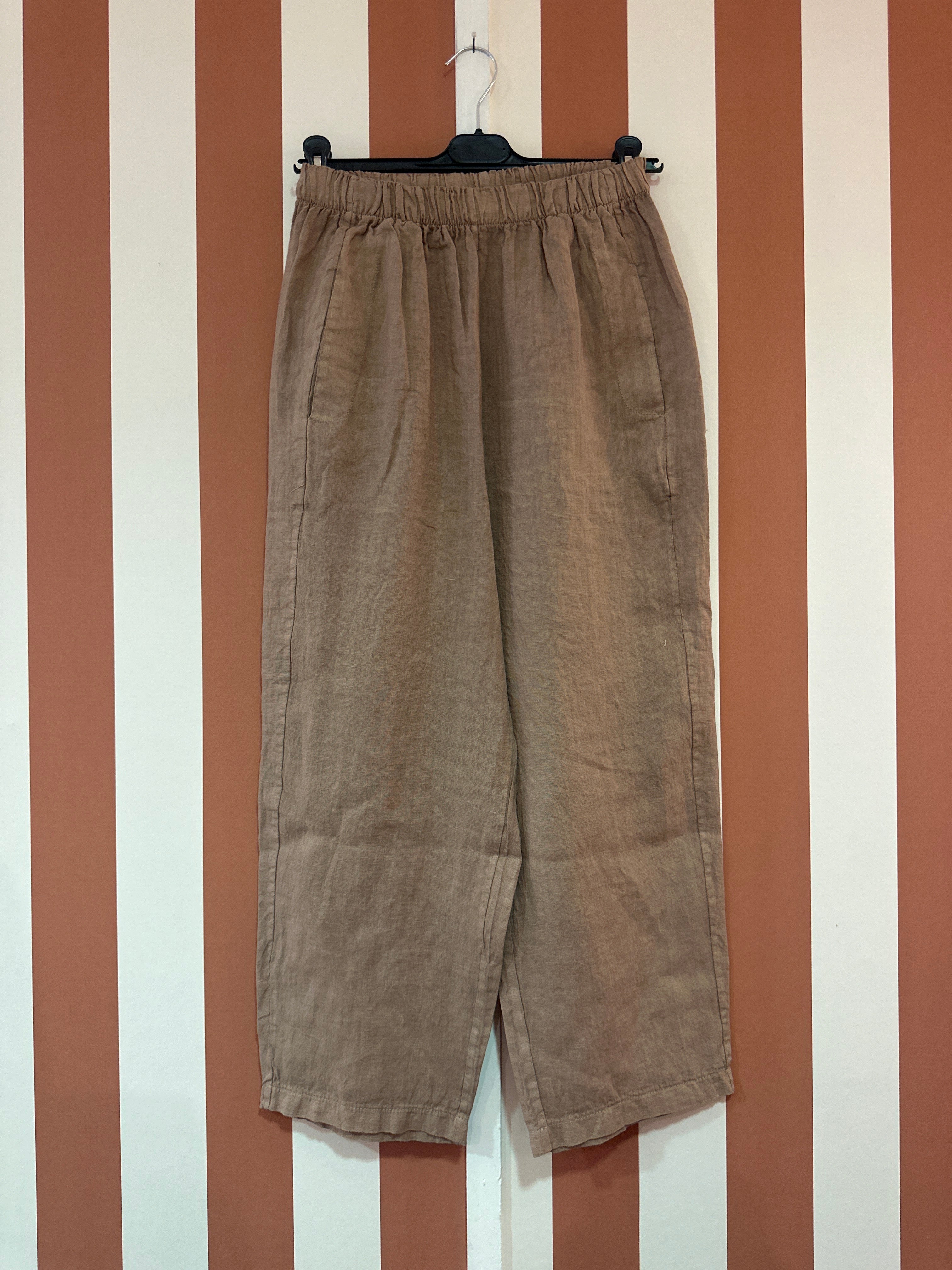 Pantalon Chiara en toile de lin cannelle